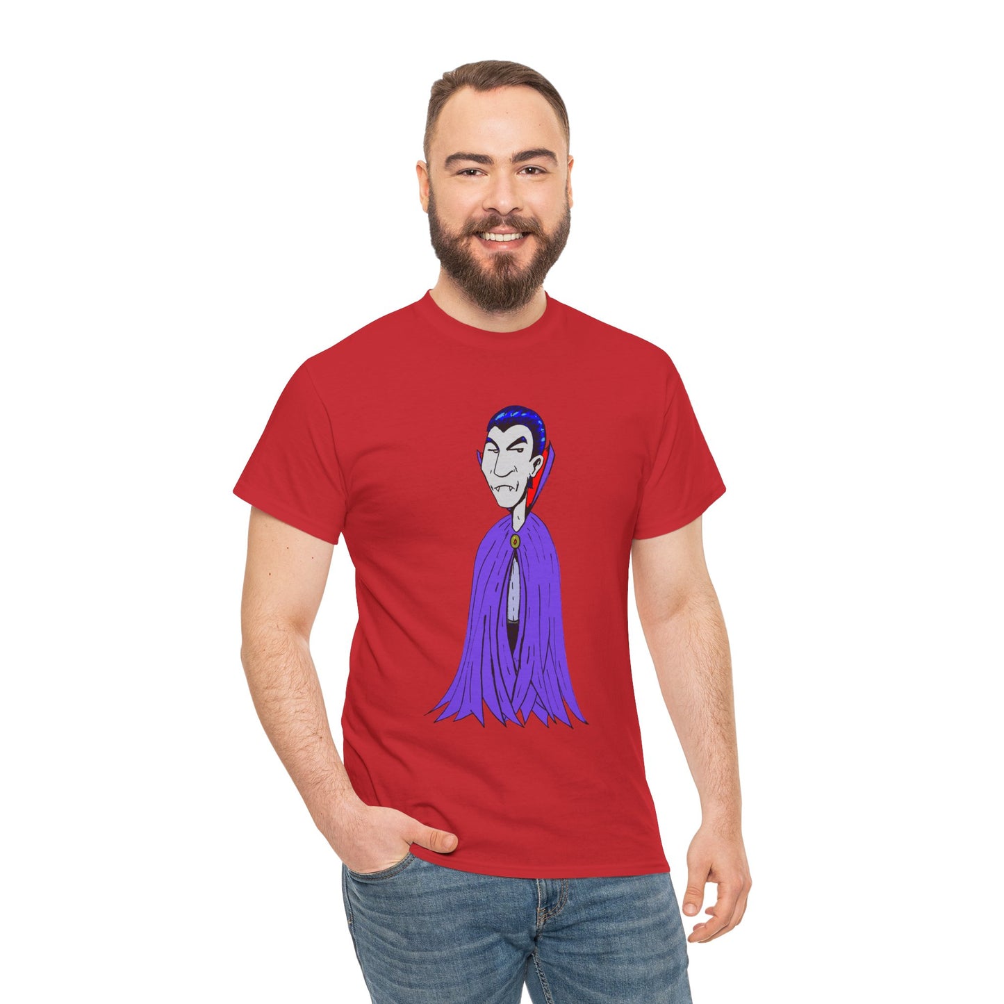 Vampire Cartoon Tee - Cute Purple Cloak Dracula Graphic T-Shirt