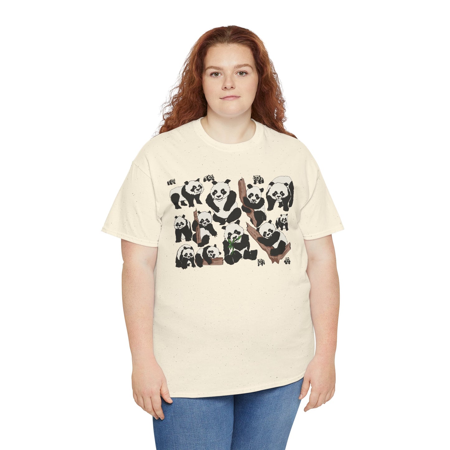 Cute Panda Design Unisex Heavy Cotton Tee | Animal Lover Gift, Casual Wear, Eco-Friendly Apparel, Nature Enthusiast Clothing
