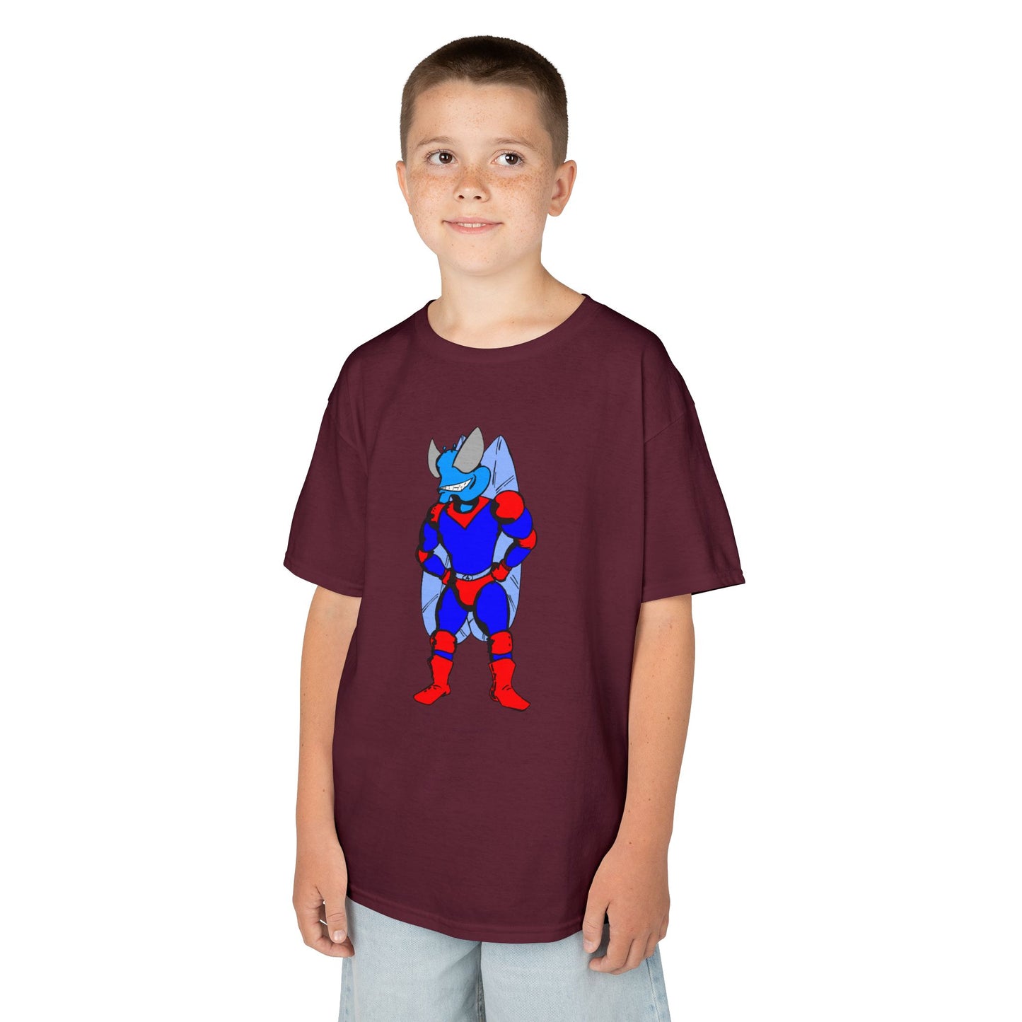 Astro-Fly Kids Superhero T-Shirt — Cute Red & Blue Winged Hero Tee for Boys & Girls