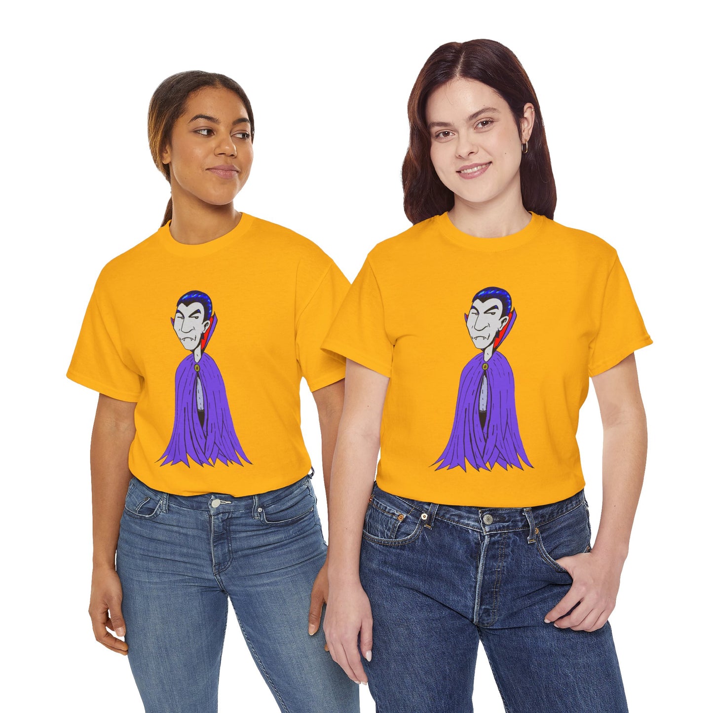 Vampire Cartoon Tee - Cute Purple Cloak Dracula Graphic T-Shirt