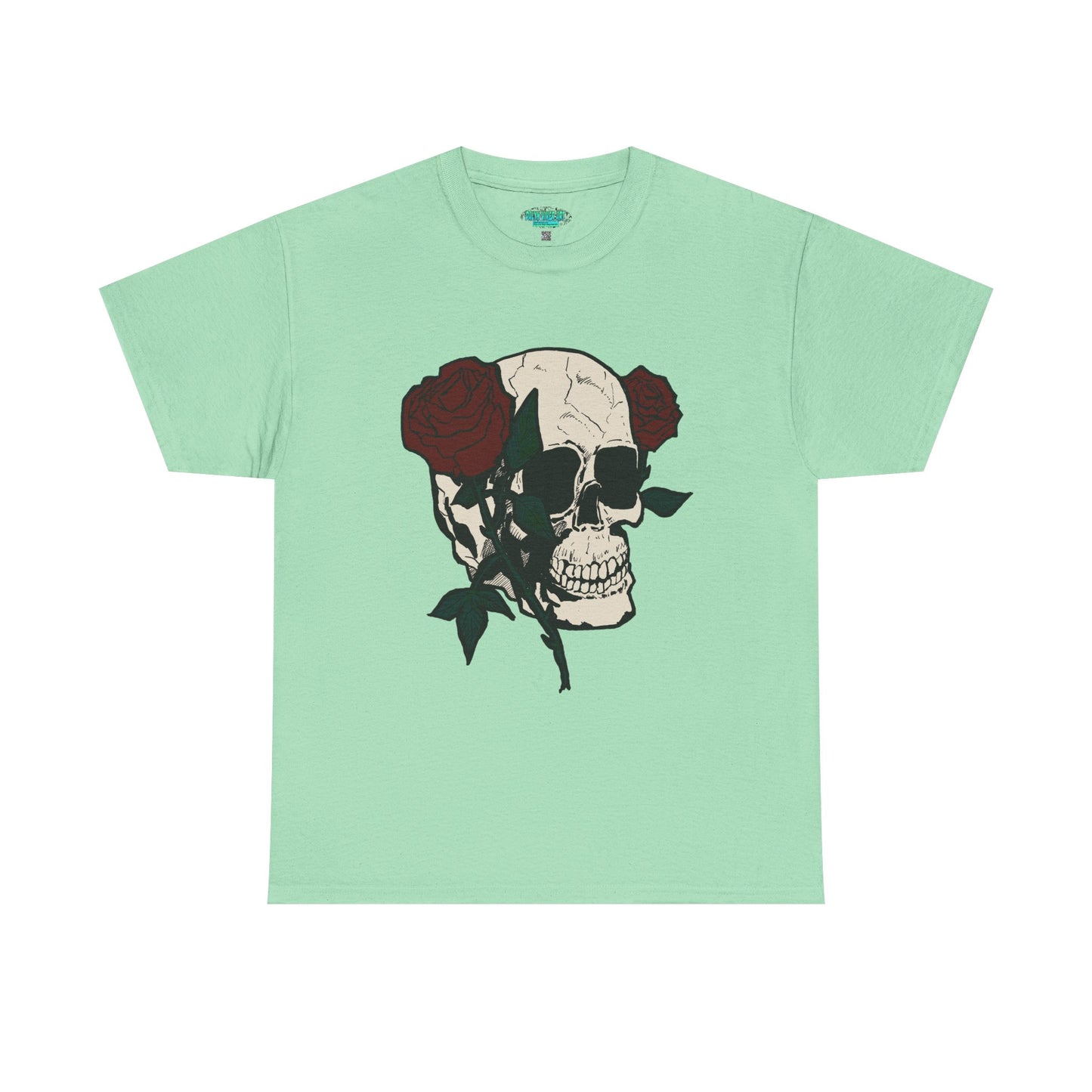 Skull and Roses Unisex Heavy Cotton Tee - Edgy Graphic T-Shirt for Impactful Style