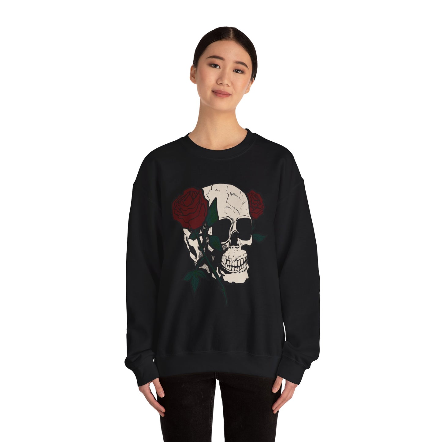 Skull & Rose Crewneck Sweatshirt - Unisex Heavy Blend™