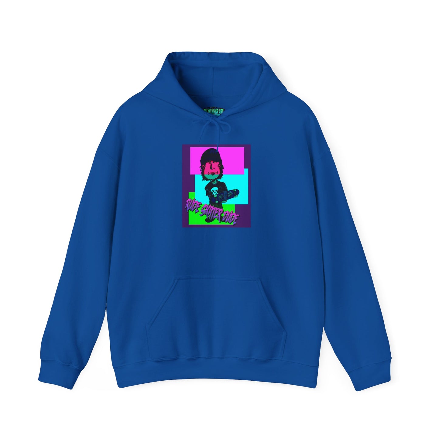 Retro Neon Rude Skater Dude Hoodie — Streetwear