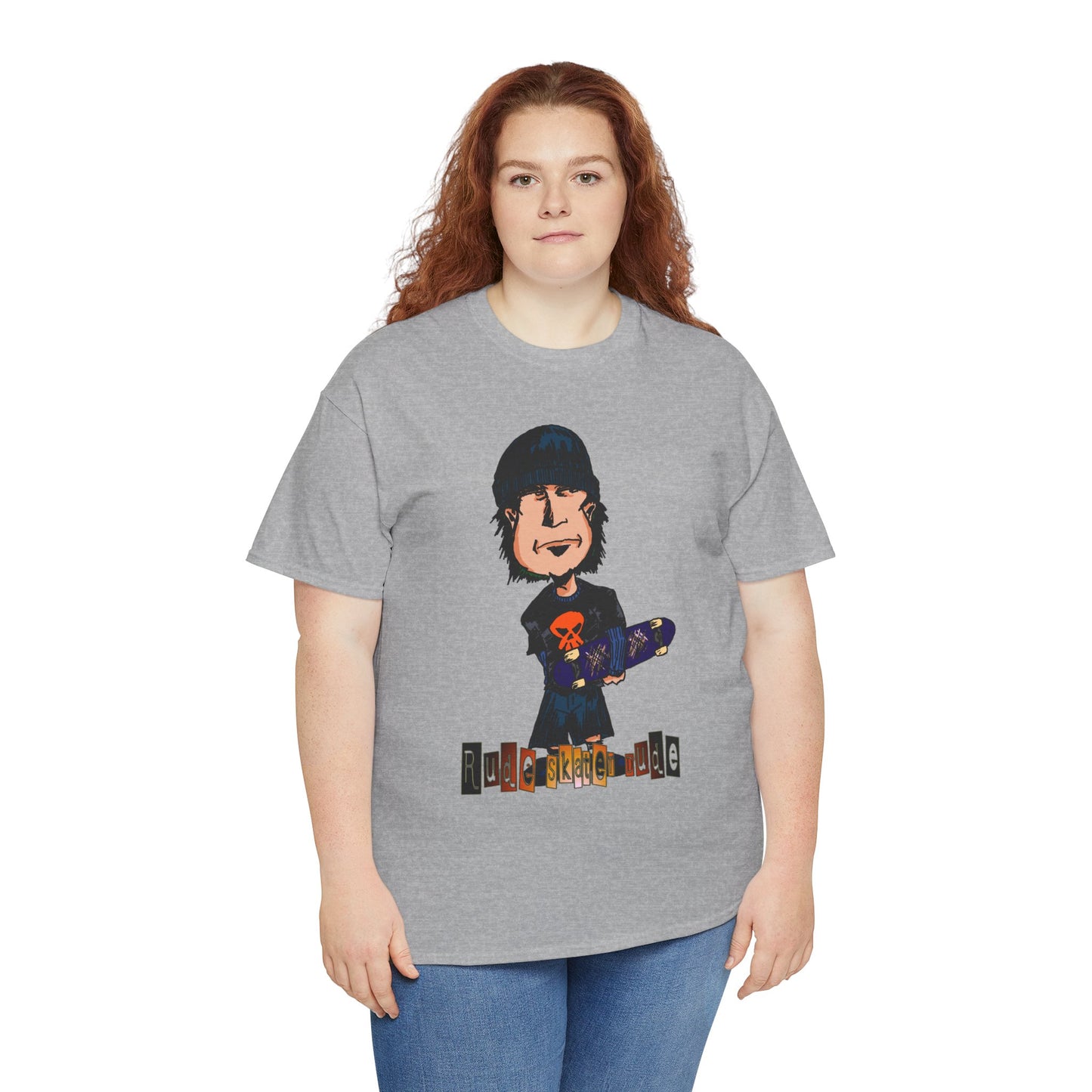 Rude Skater Dude Cartoon Skate Punk T-Shirt — Skateboarding Tee with Skull Design