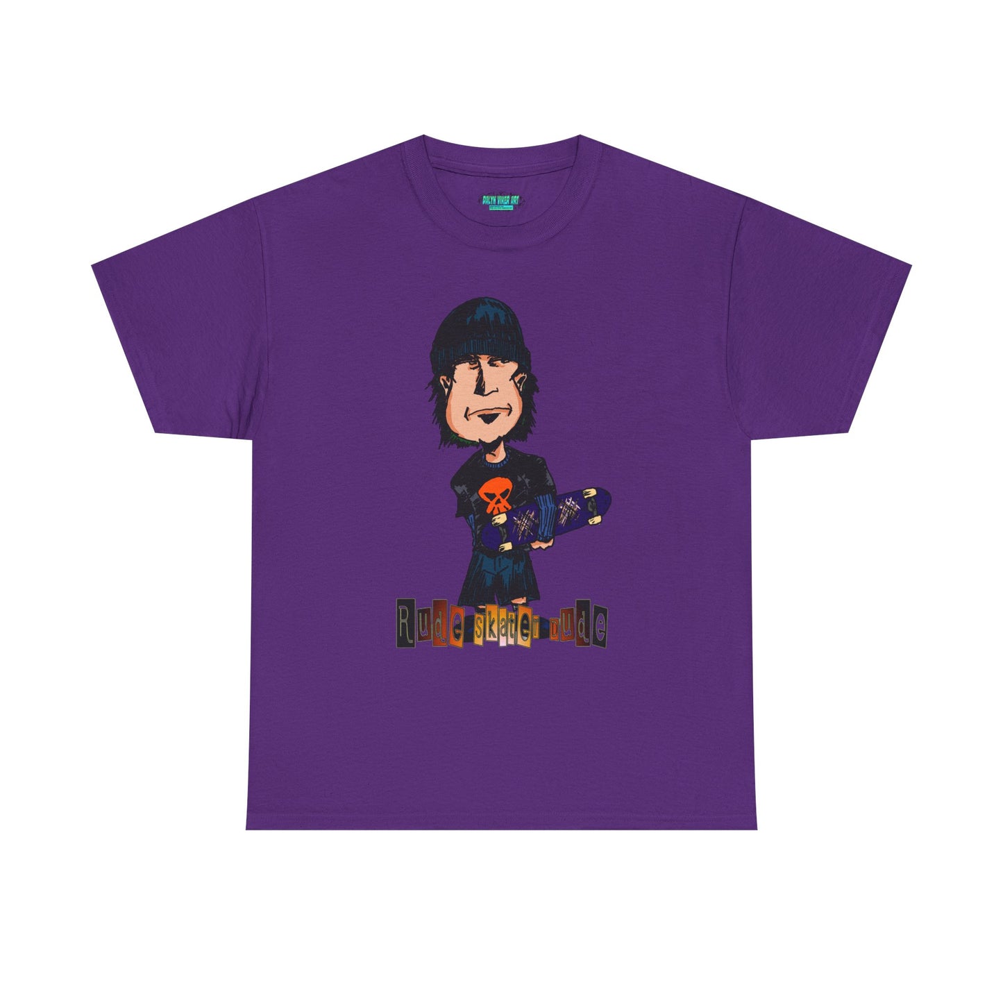 Rude Skater Dude Cartoon Skate Punk T-Shirt — Skateboarding Tee with Skull Design