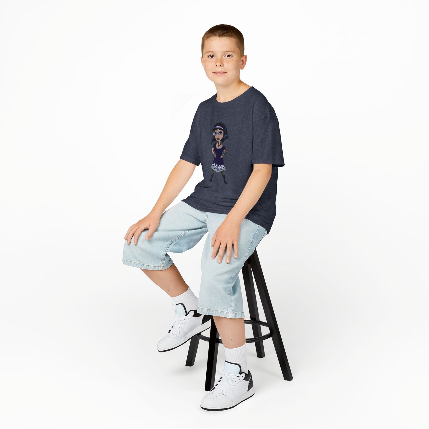 Kids Tee — Vintage Gothic Girl Cartoon Graphic Tee for Children