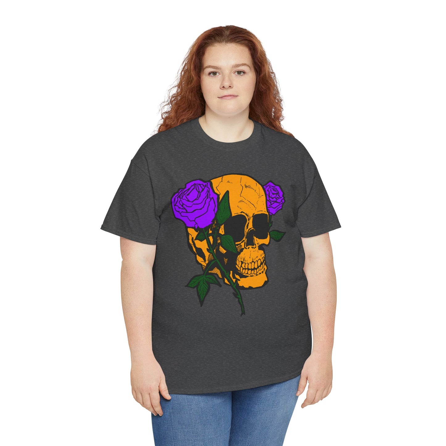 Skull and Roses Unisex Tee, Gothic Aesthetic Shirt, Vintage Graphic T-Shirt, Streetwear Essentials, Edgy Casual Wear