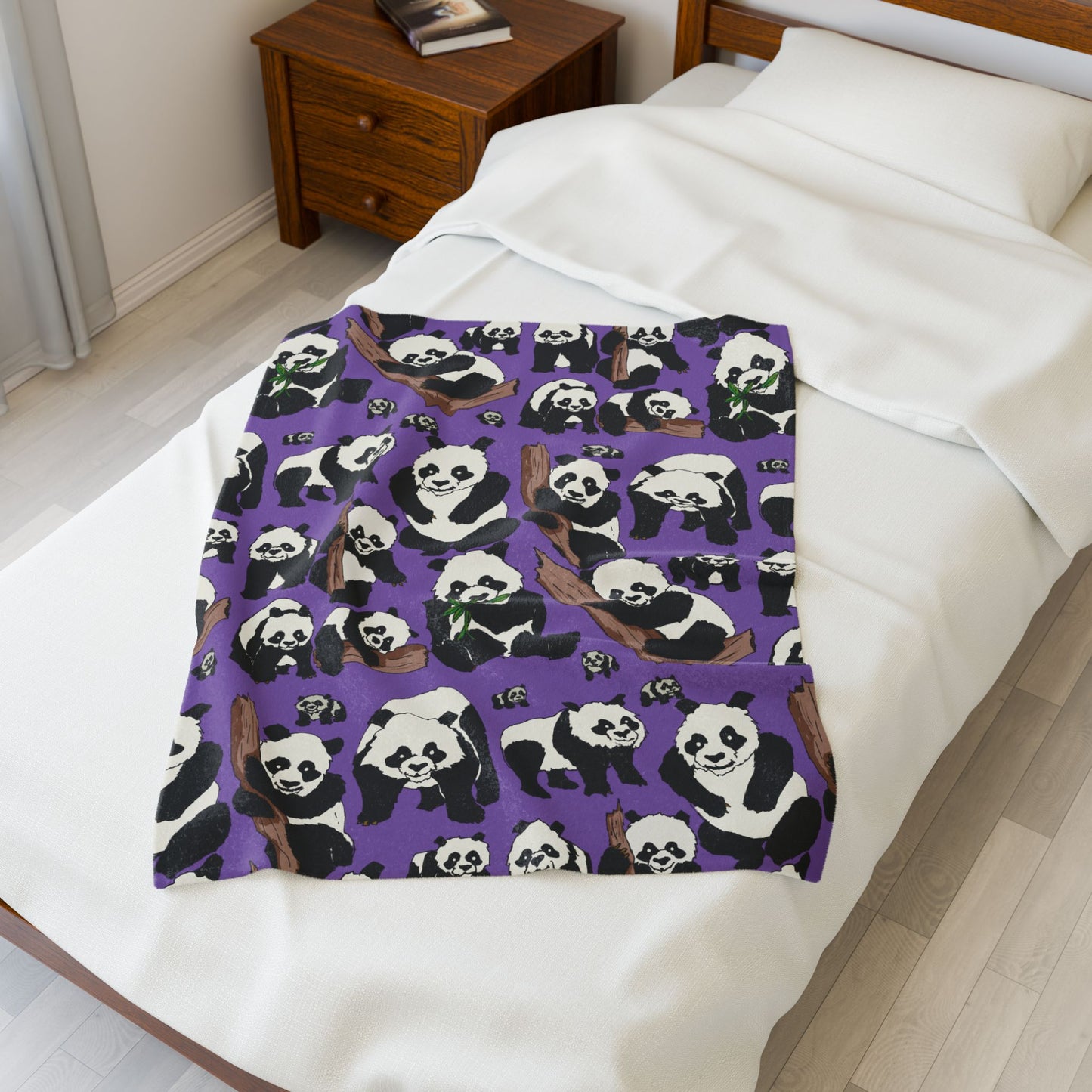 Cozy Panda Velveteen Plush Blanket, Soft Throw for Kids, Cute Animal Decor, Gift for Nature Lovers, Snuggle Up on Cold Nights