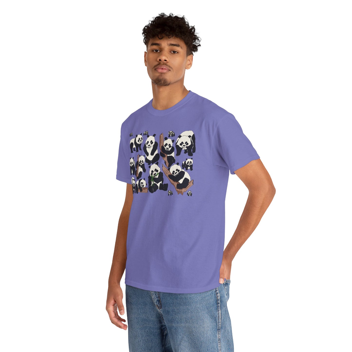 Cute Panda Design Unisex Heavy Cotton Tee | Animal Lover Gift, Casual Wear, Eco-Friendly Apparel, Nature Enthusiast Clothing