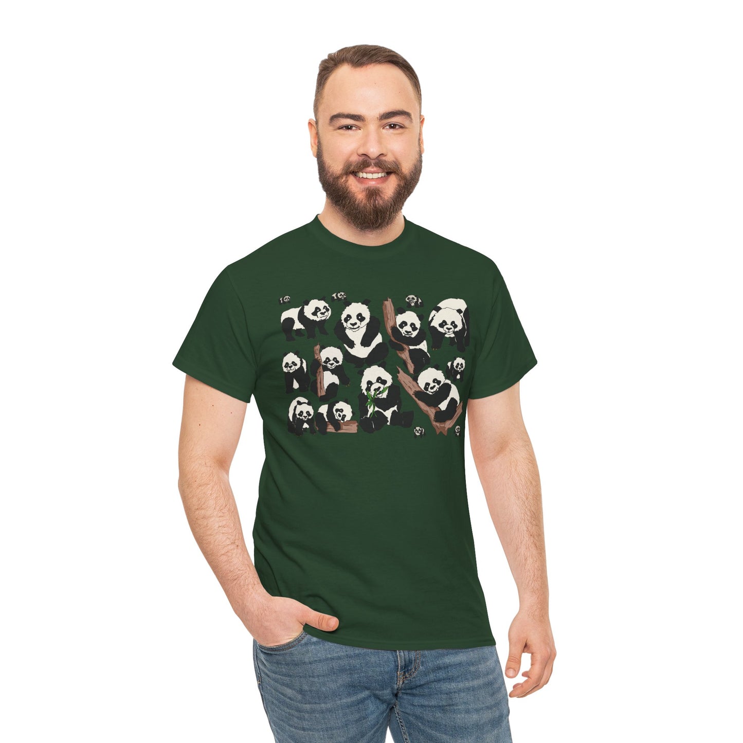 Cute Panda Design Unisex Heavy Cotton Tee | Animal Lover Gift, Casual Wear, Eco-Friendly Apparel, Nature Enthusiast Clothing