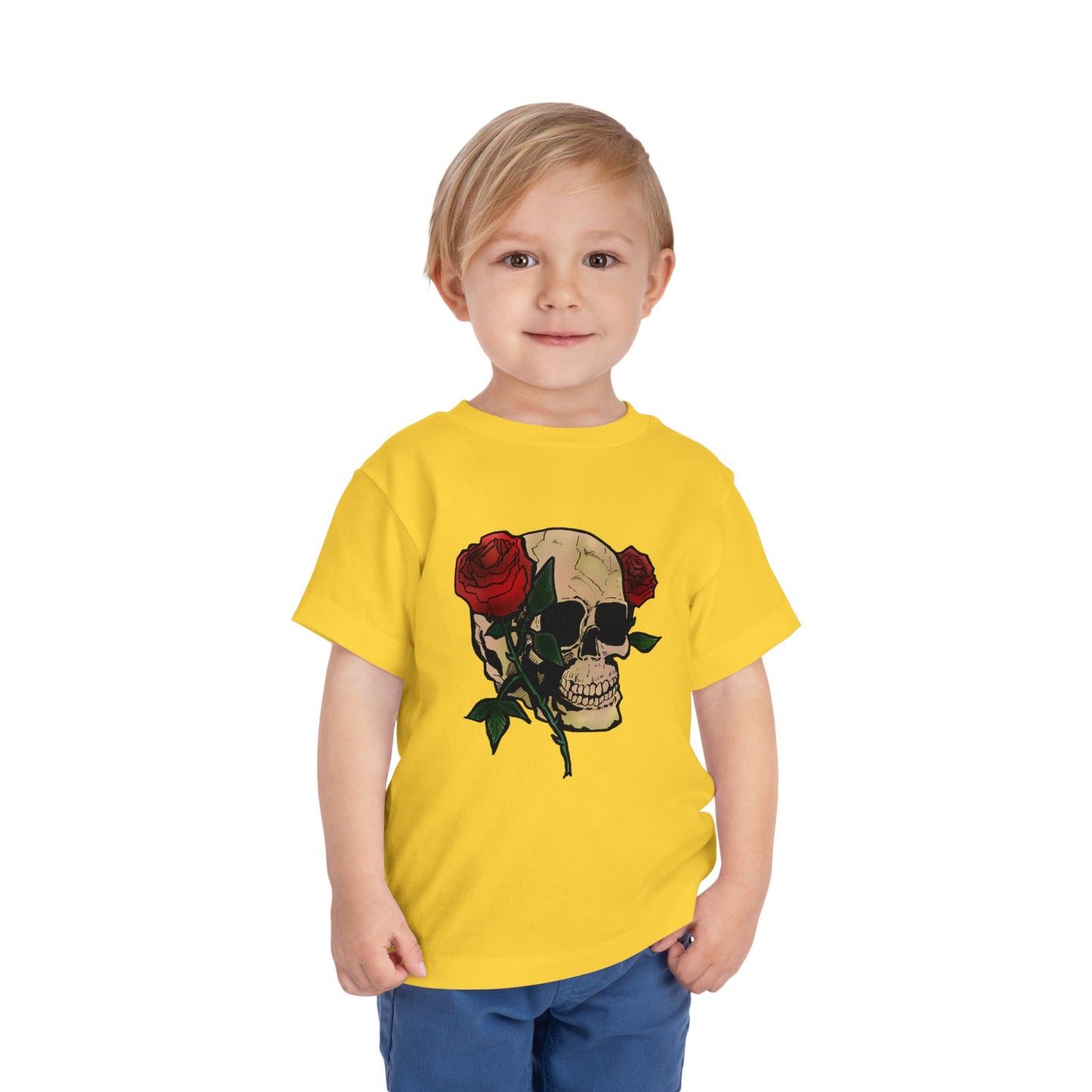 Toddler Tee — Skull with Red Roses Graphic