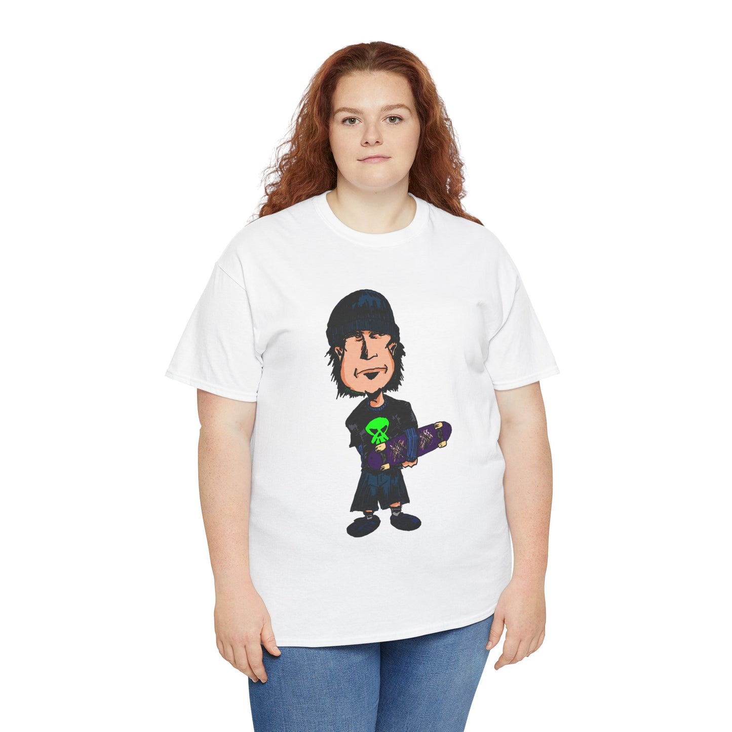 Rude Skater Dude - Skate Punk Cartoon Tee – Boy with Skateboard Graphic Shirt