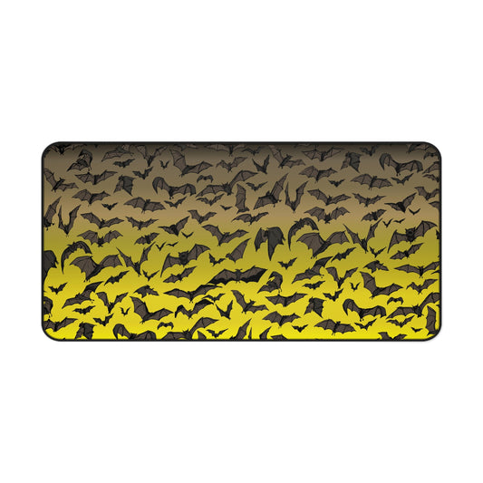 Bat Swarm Desk Mat – Yellow Gradient Gamer Mousepad