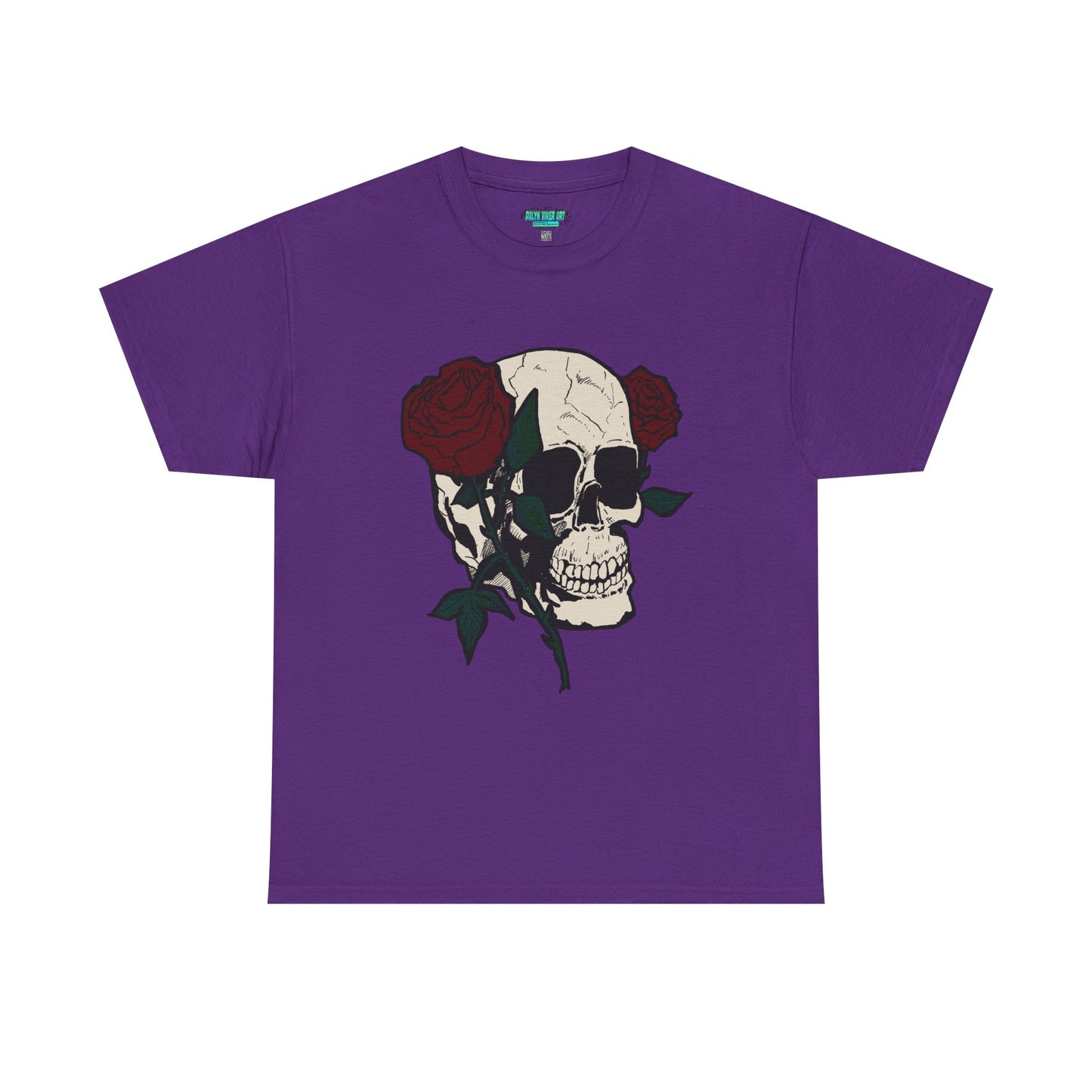 Skull and Roses Unisex Heavy Cotton Tee - Edgy Graphic T-Shirt for Impactful Style