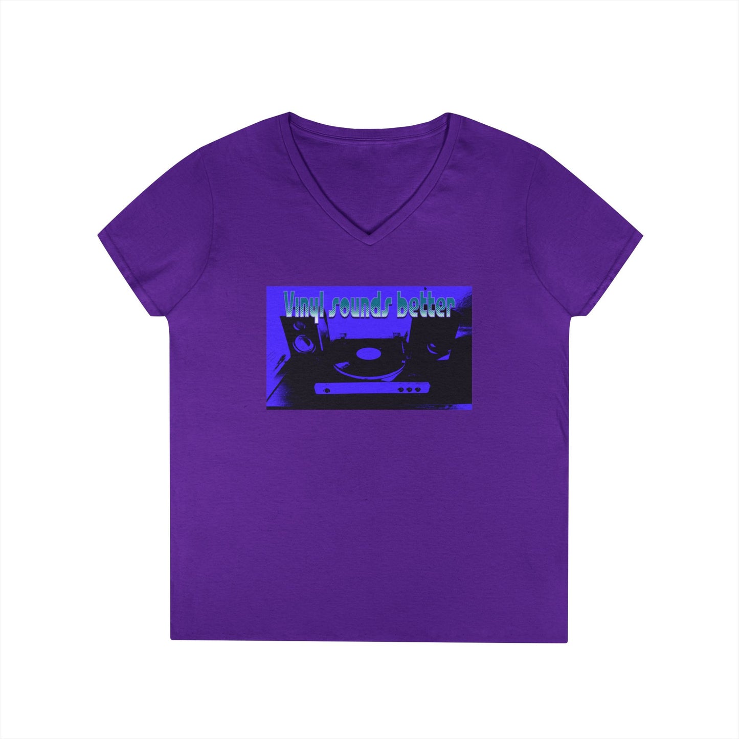 Vinyl Vibes Ladies' V-Neck T-Shirt - Music Lovers Tee