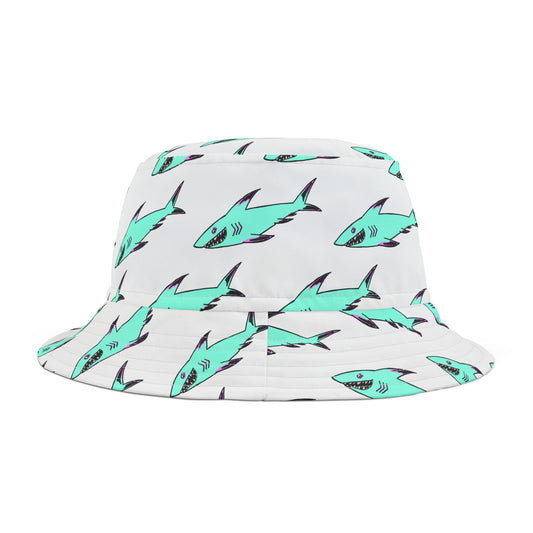 Shark Print Bucket Hat, Stylish Summer Accessory, Beach Wear, Perfect Gift for Ocean Lovers, Trendy Outdoor Hat