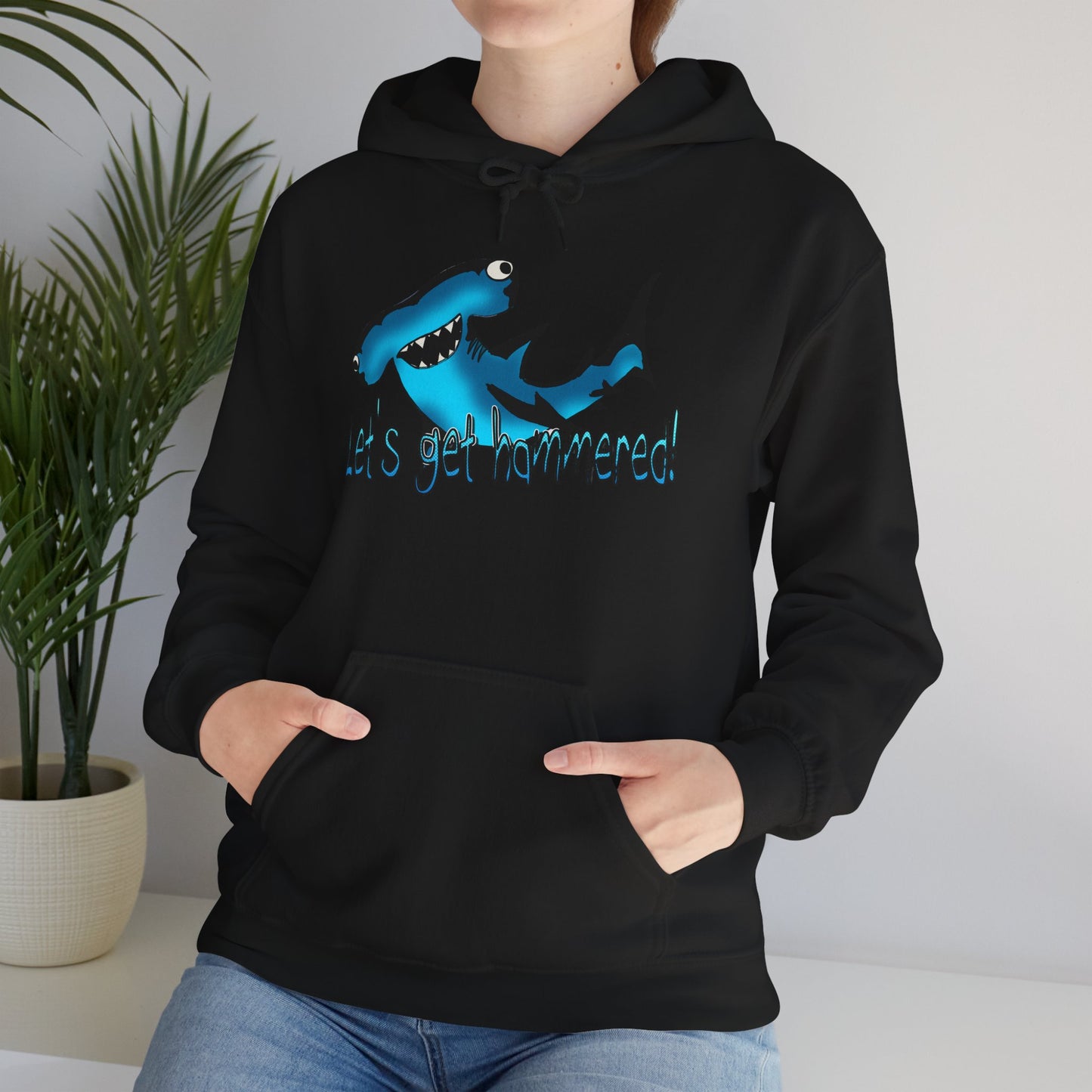 Let's Get Hammered Shark-Themed Unisex Hoodie: Let's Get Fin-tastic, Casual Wear, Gift for Ocean Lovers, Beach Party, Summer Fun