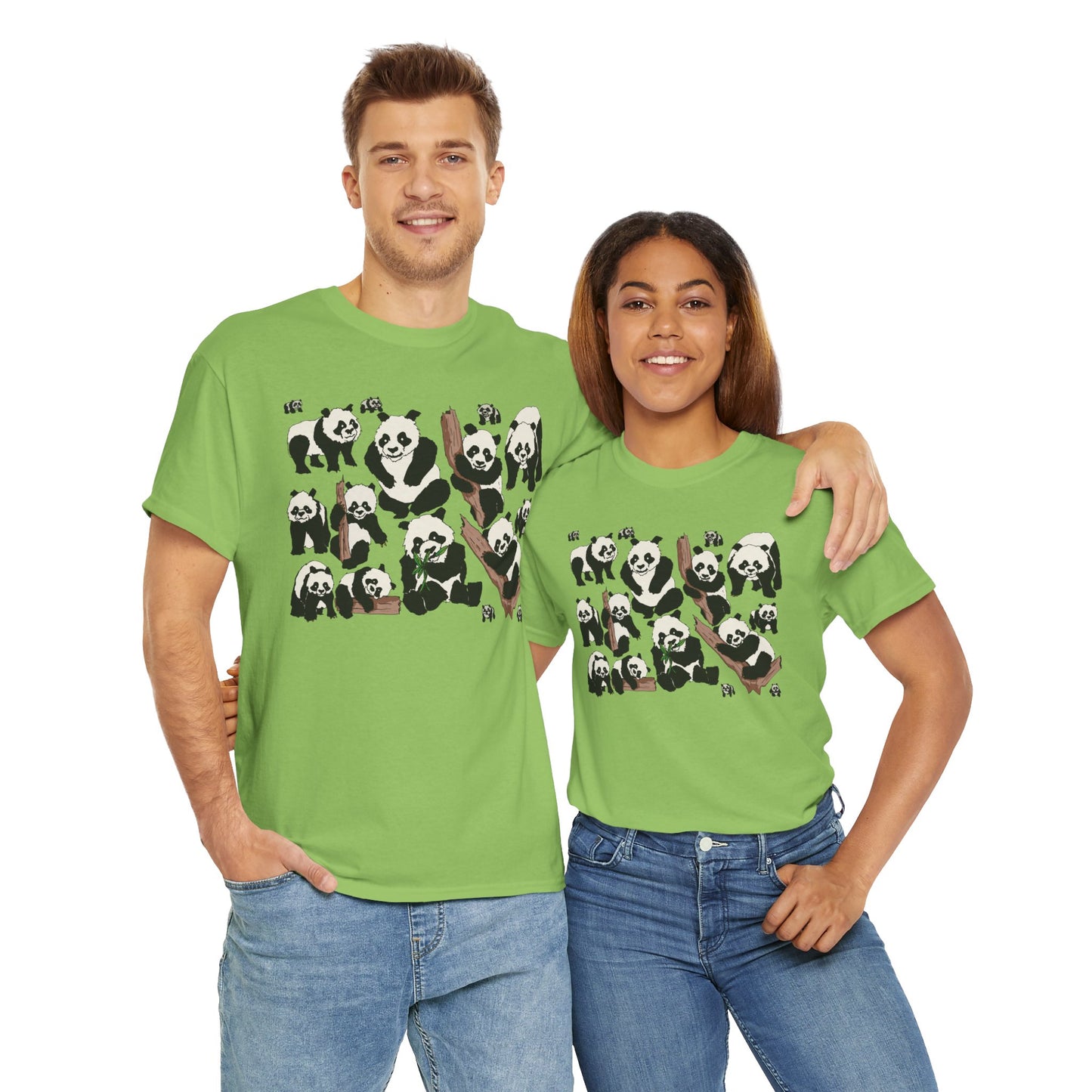 Cute Panda Design Unisex Heavy Cotton Tee | Animal Lover Gift, Casual Wear, Eco-Friendly Apparel, Nature Enthusiast Clothing