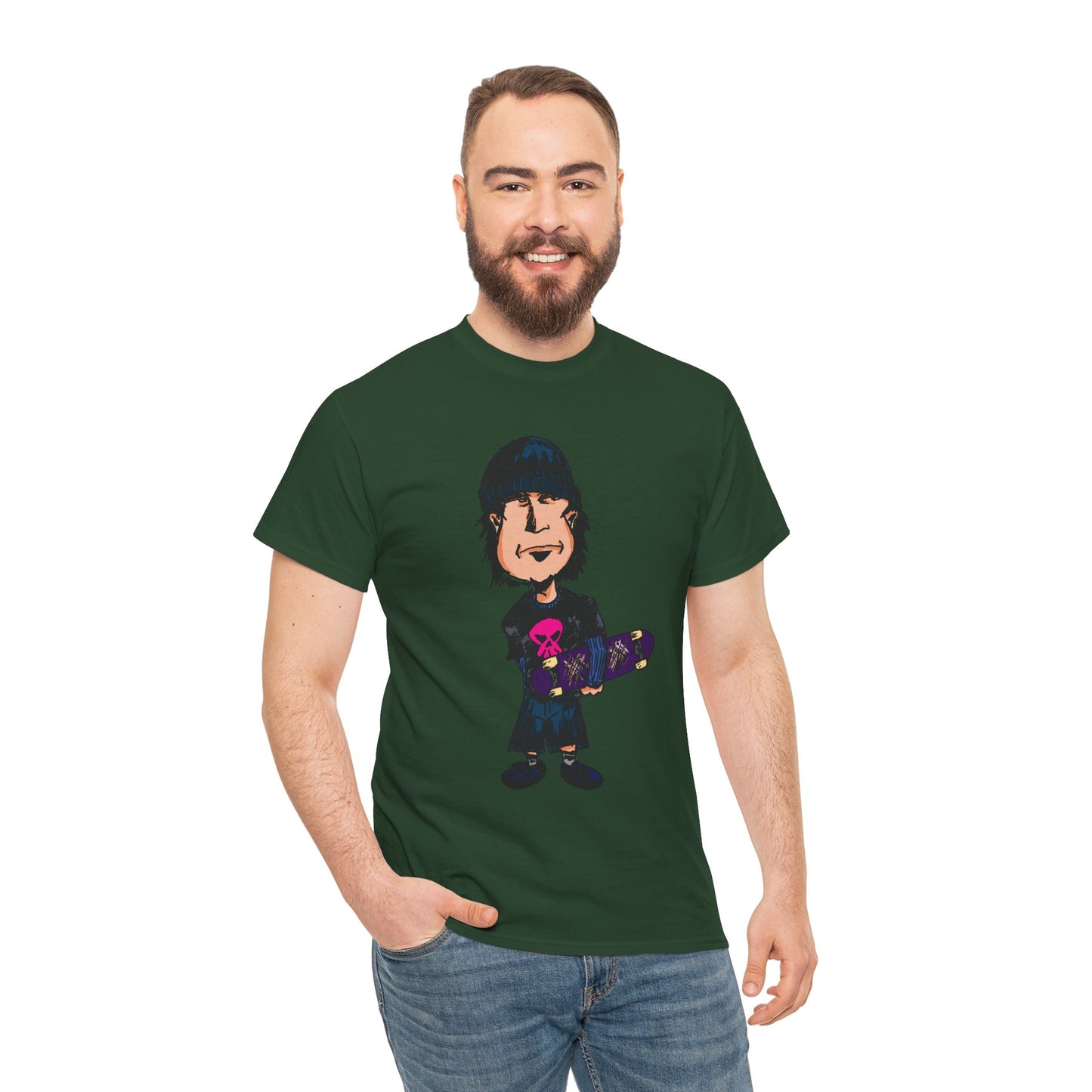 Rude Skater Dude - Skate Punk - Skater Kid Cartoon T‑Shirt — Cute Skateboarder Graphic Tee