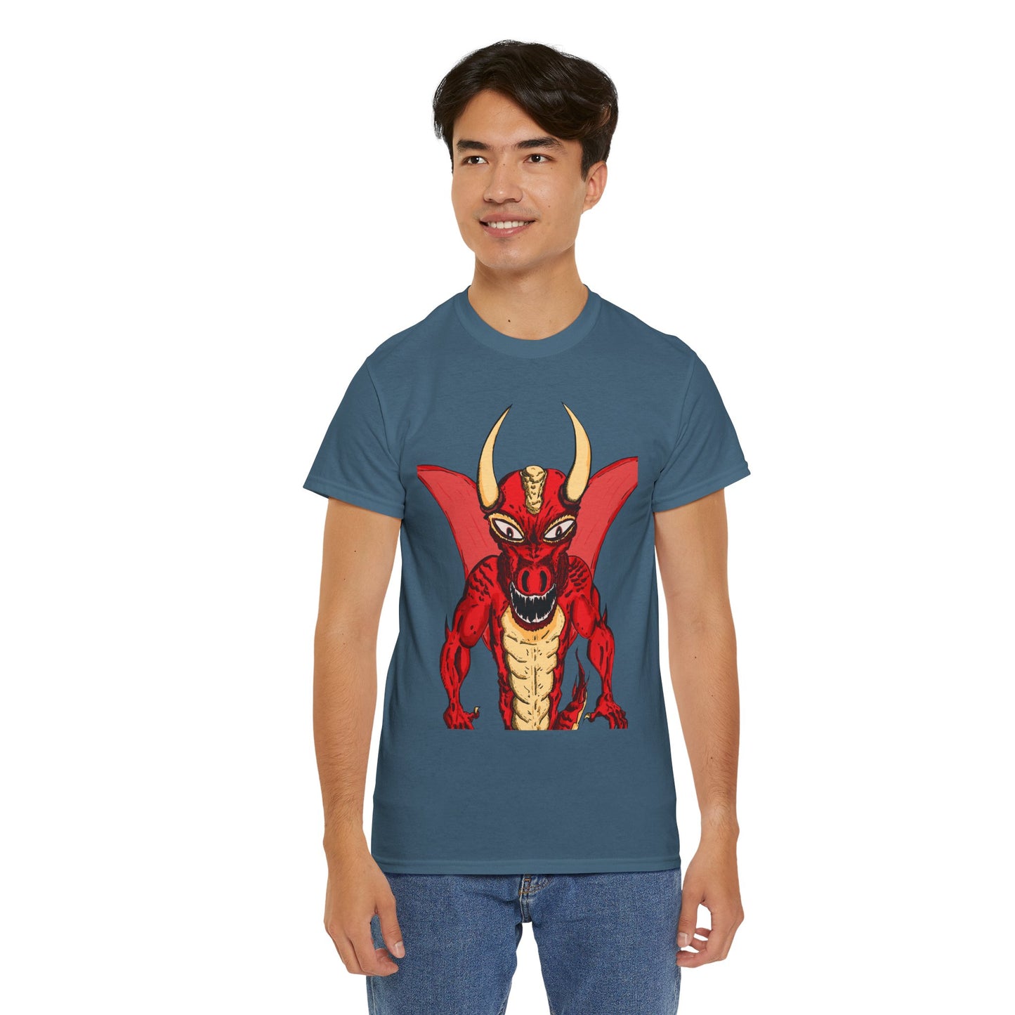Bold Red Dragon Unisex Heavy Cotton Tee | Graphic Shirt for Anime Fans, Party Wear, Casual Outfit, Gift for Him/Her