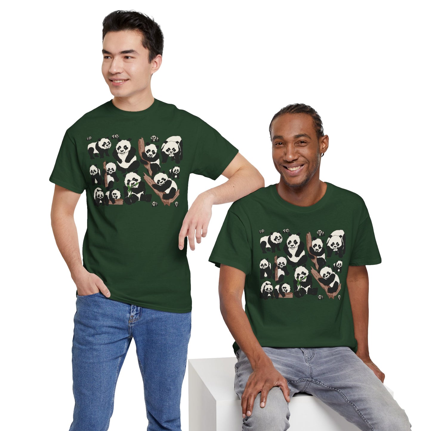 Cute Panda Design Unisex Heavy Cotton Tee | Animal Lover Gift, Casual Wear, Eco-Friendly Apparel, Nature Enthusiast Clothing