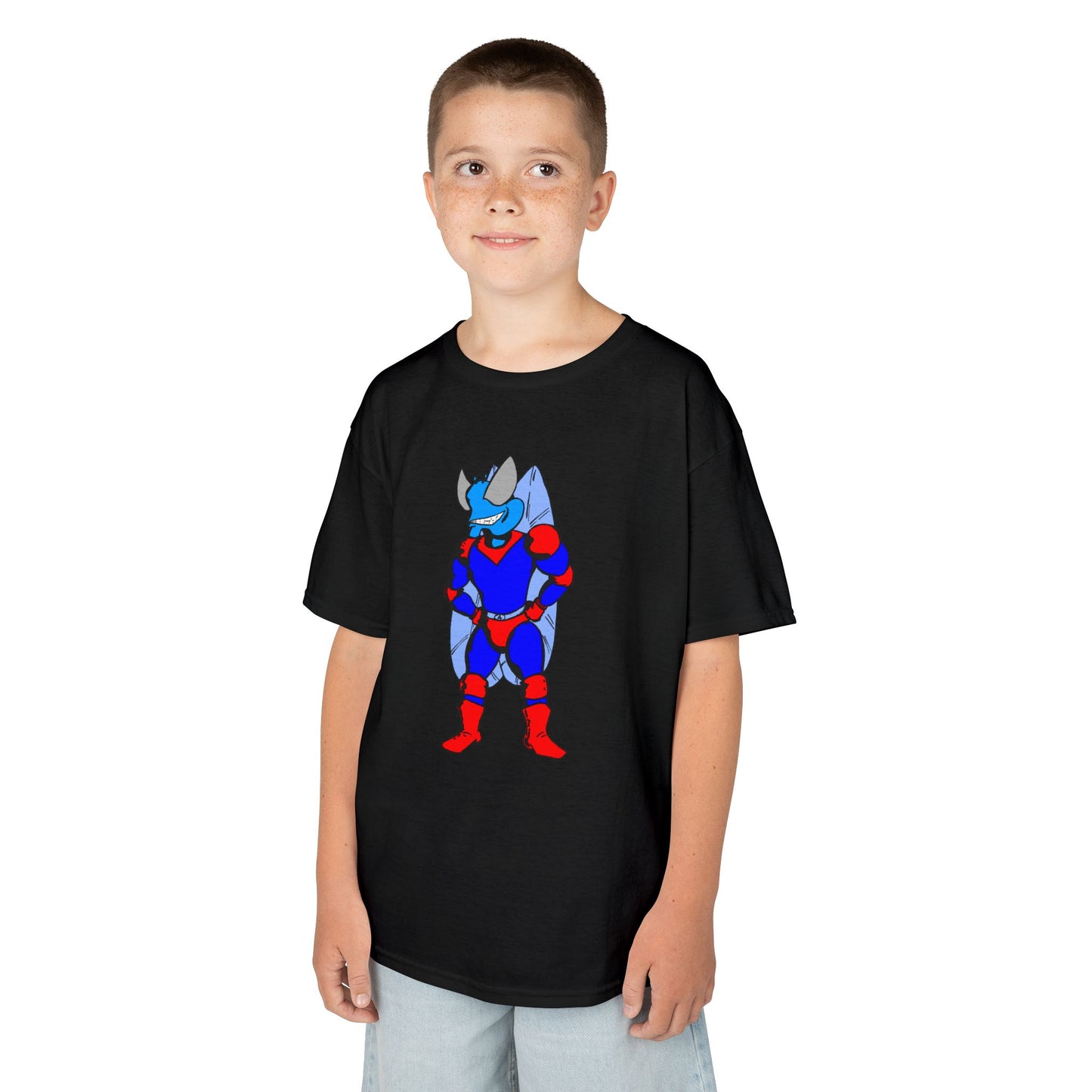 Astro-Fly Kids Superhero T-Shirt — Cute Red & Blue Winged Hero Tee for Boys & Girls