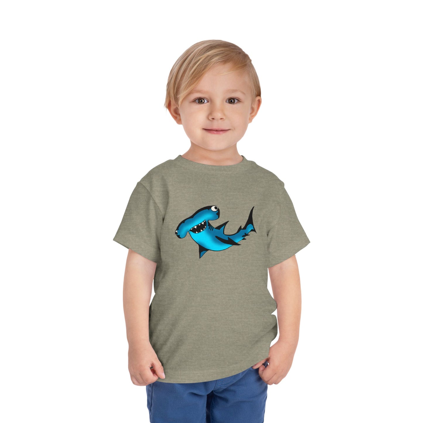 Toddler Shark Tee - Cute Blue Harley Hammerhead Graphic Kids Short Sleeve Shirt