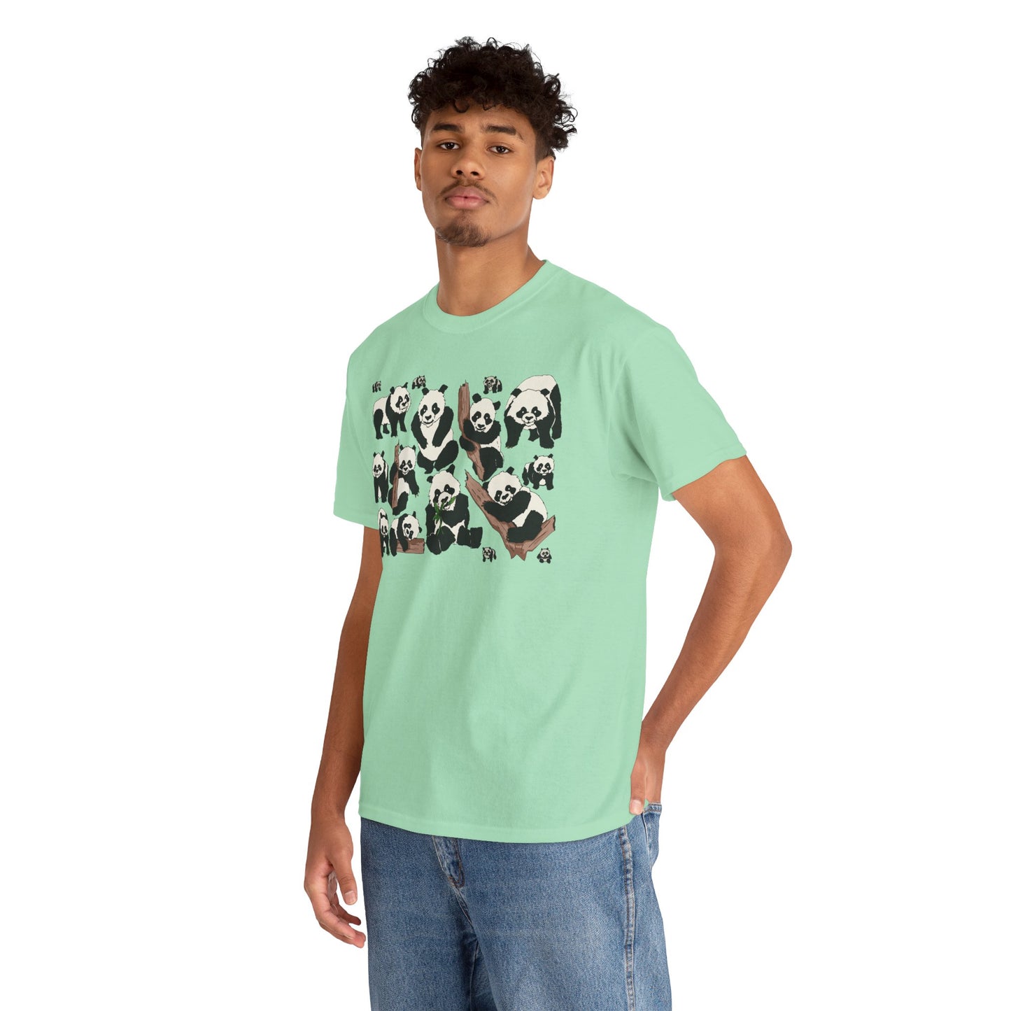 Cute Panda Design Unisex Heavy Cotton Tee | Animal Lover Gift, Casual Wear, Eco-Friendly Apparel, Nature Enthusiast Clothing