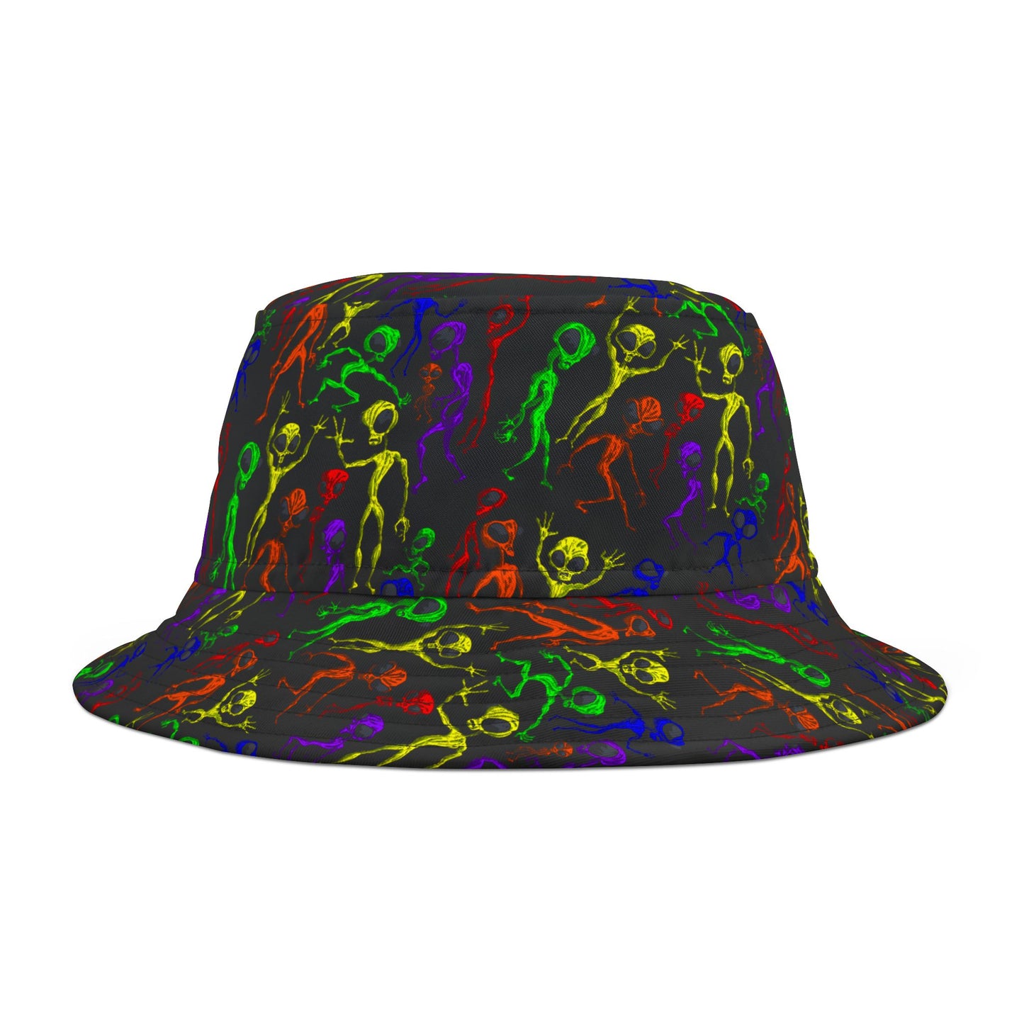 Vibrant Alien Dance Party Bucket Hat, Fun Festival Accessory, Colorful Summer Hat, Unisex Headwear, Outdoor Adventure Gear