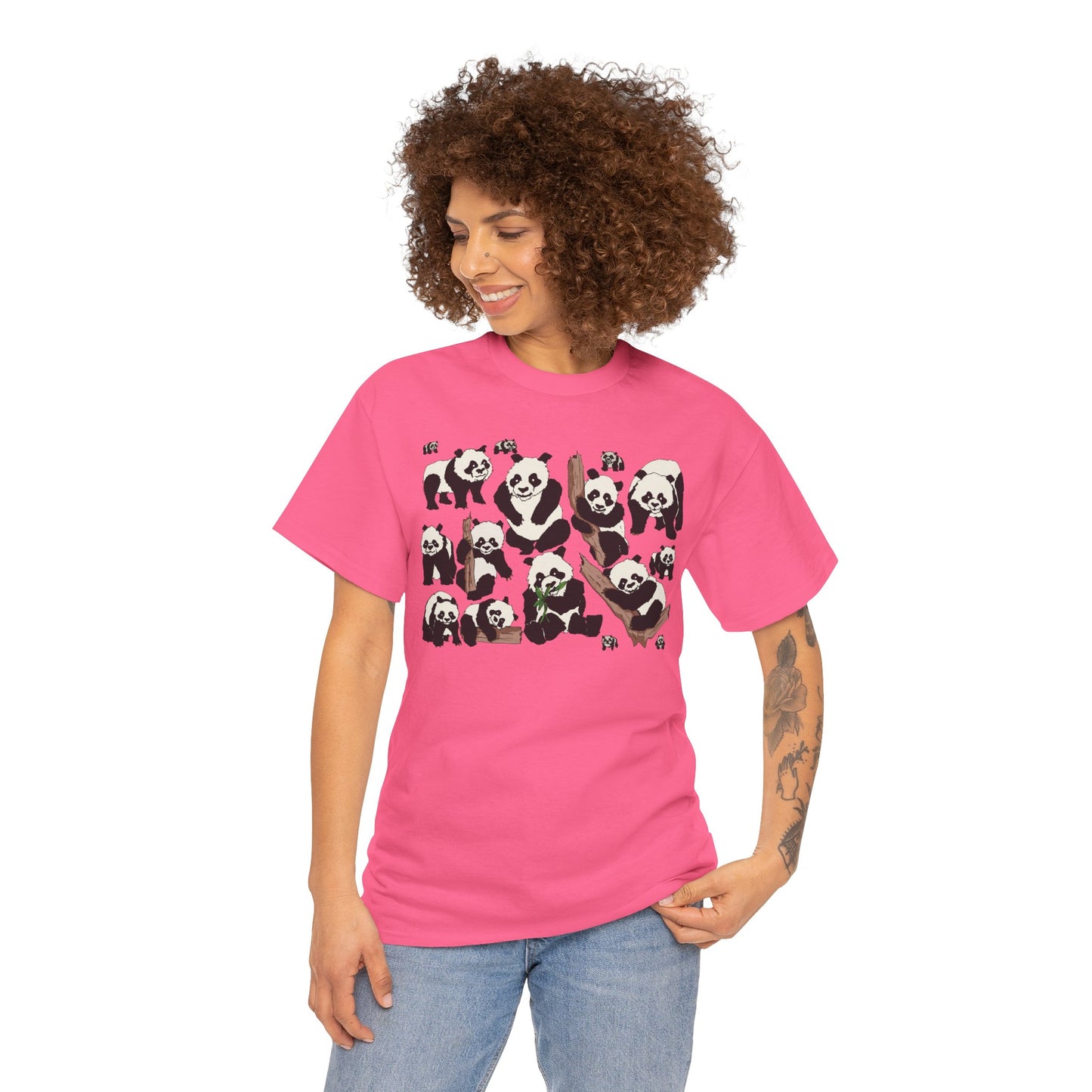 Cute Panda Design Unisex Heavy Cotton Tee | Animal Lover Gift, Casual Wear, Eco-Friendly Apparel, Nature Enthusiast Clothing