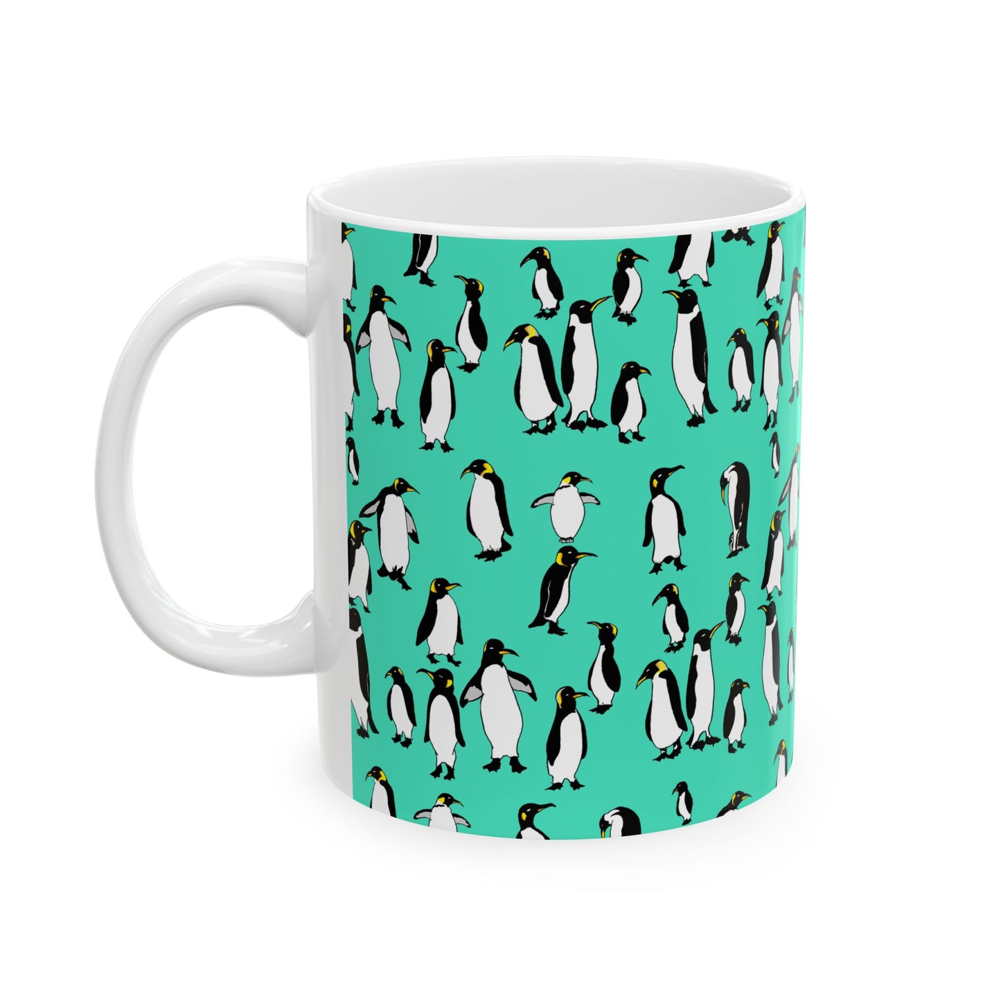 Rookery of Penguins Pattern Ceramic Mug - Fun Coffee Cup, Gift for Animal Lovers, Cute Kitchen Decor, Birthday Present, Penguin Mug
