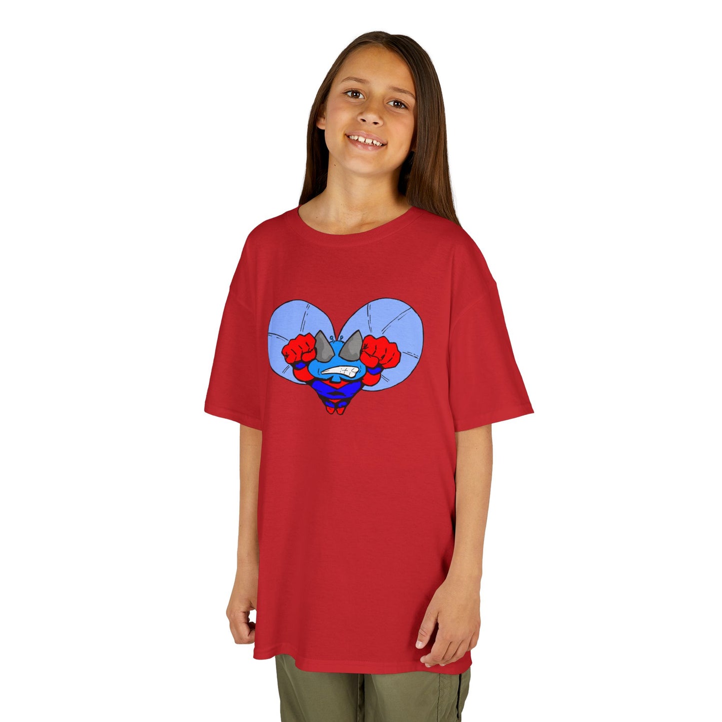 Astro-Fly Kids Superhero T‑Shirt — Cute Blue Hero Design