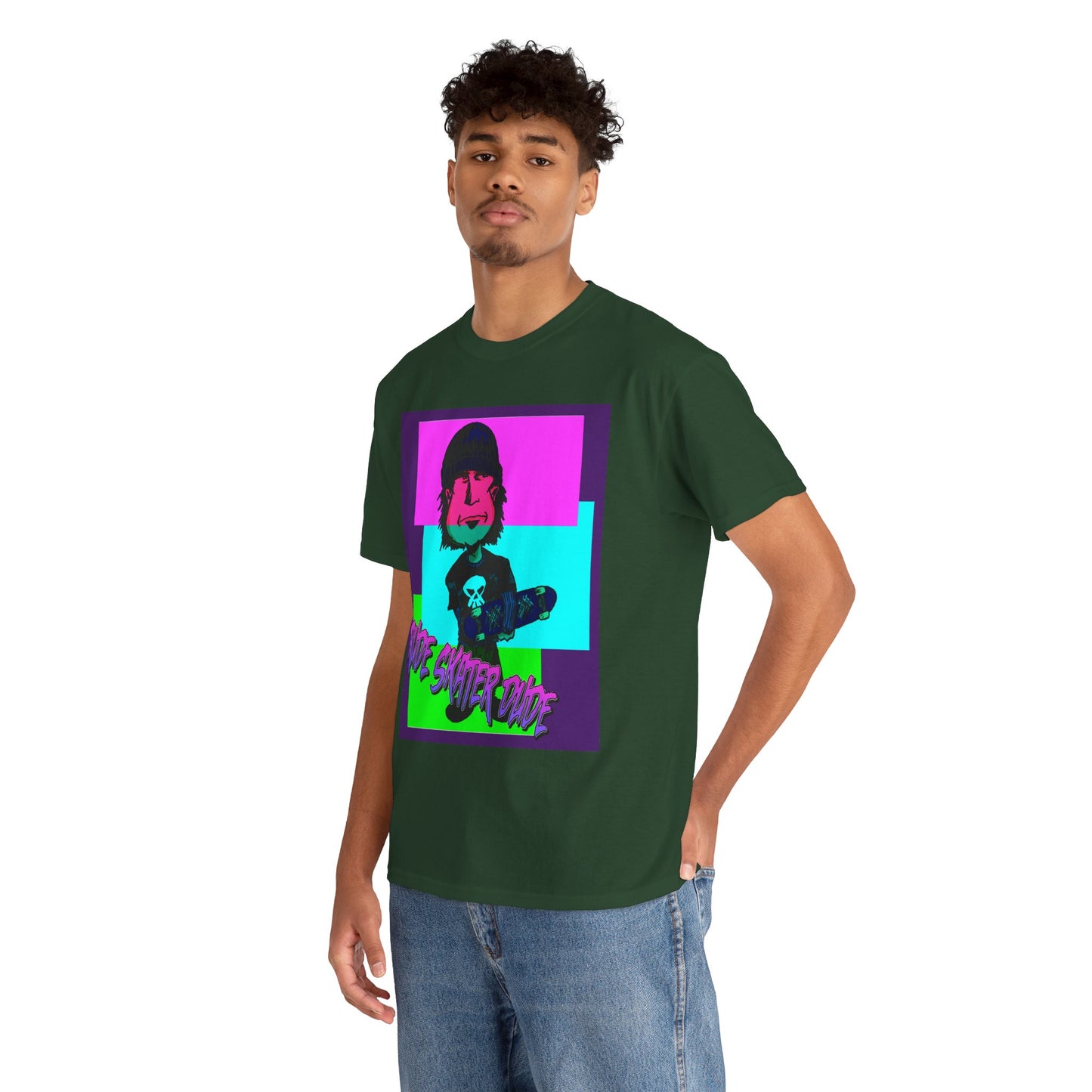 Retro Neon Skateboard Tee — "Rude Skater Dude" Graphic