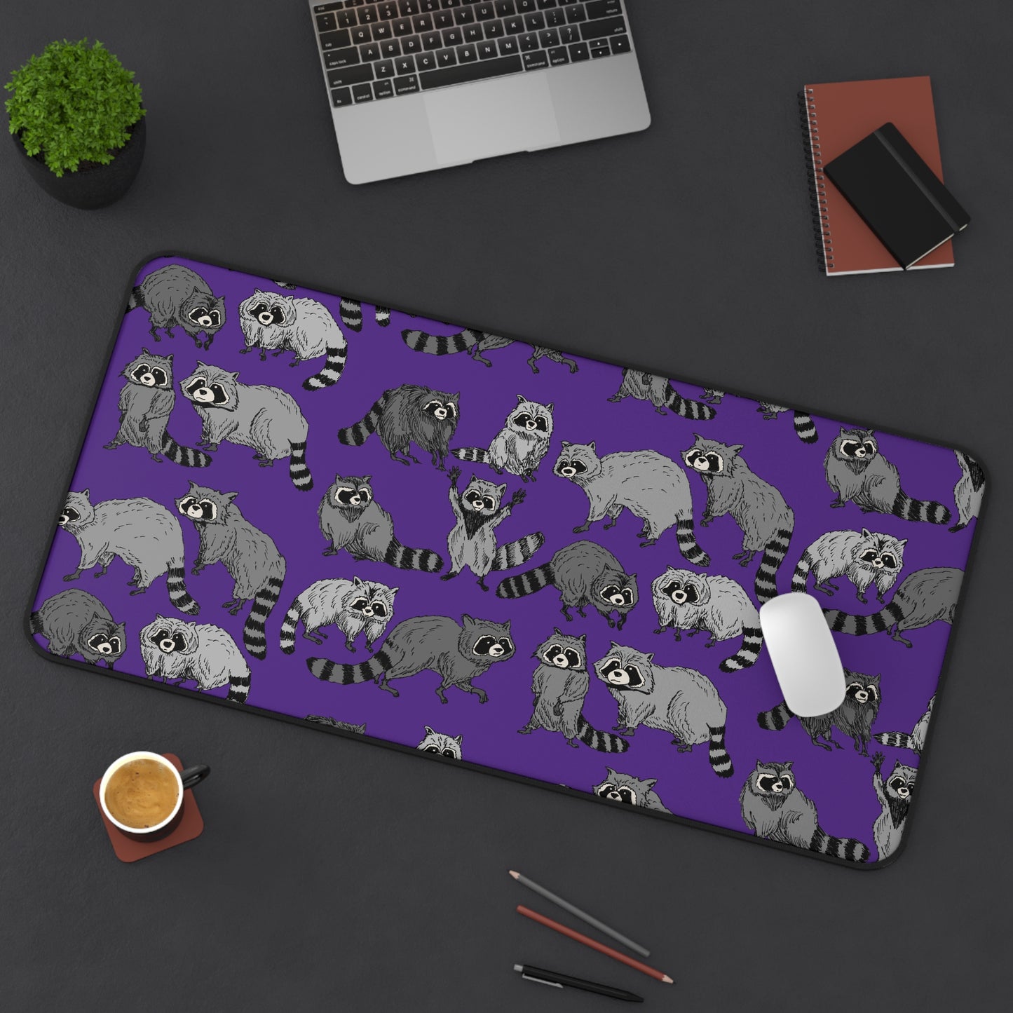 Cute Raccoon Desk Mat, Playful Office Decor, Gift for Animal Lovers, Home Office Accessory, Unique Mouse Pad