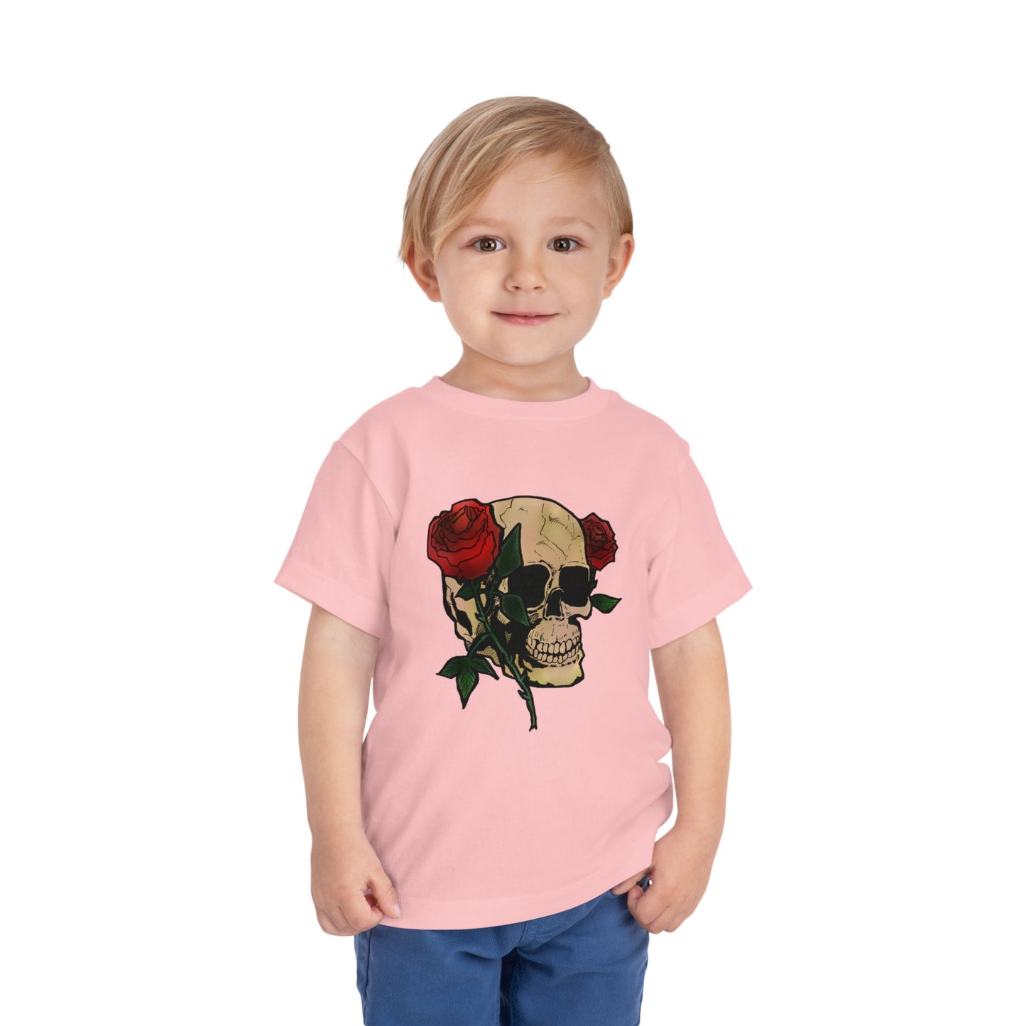 Toddler Tee — Skull with Red Roses Graphic