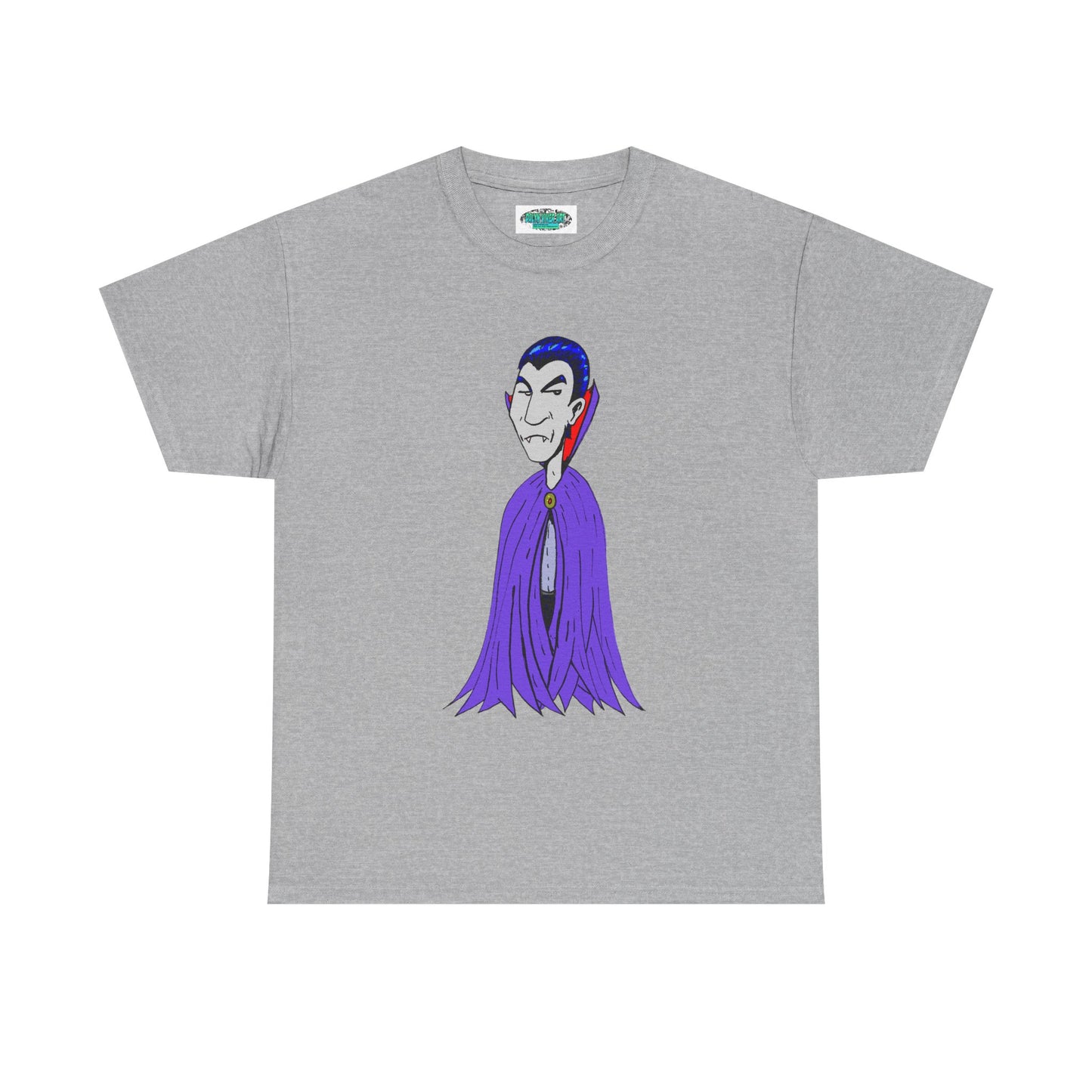Vampire Cartoon Tee - Cute Purple Cloak Dracula Graphic T-Shirt