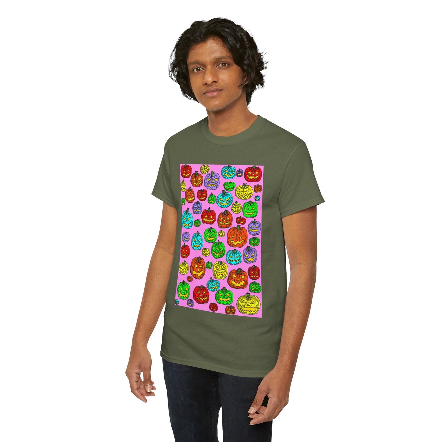 Colorful Pumpkin Graphic Tee, Unisex Cotton T-Shirt, Halloween Costume, Fall Apparel, Trendy Graphic Shirt, Casual Wear