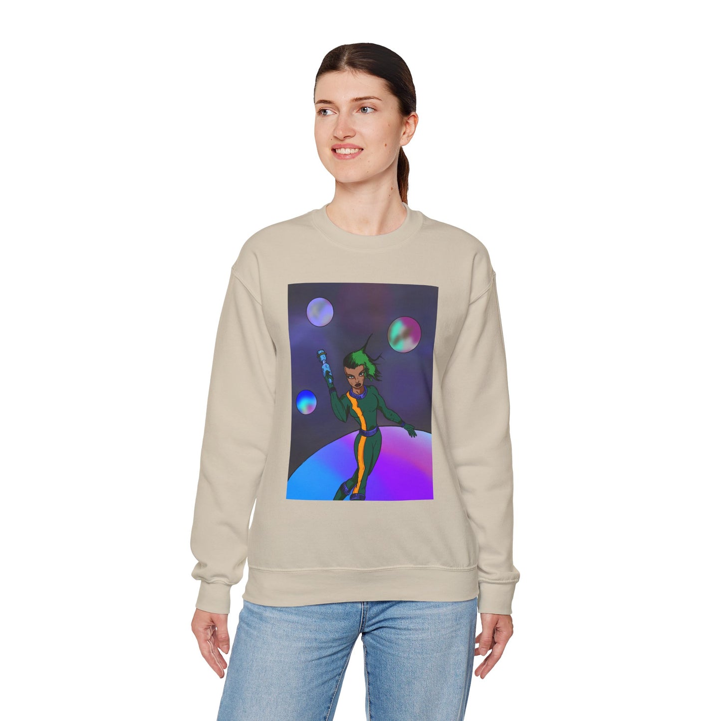 Cosmic Character Crewneck Sweatshirt – Fun, Unisex Design for Casual Style