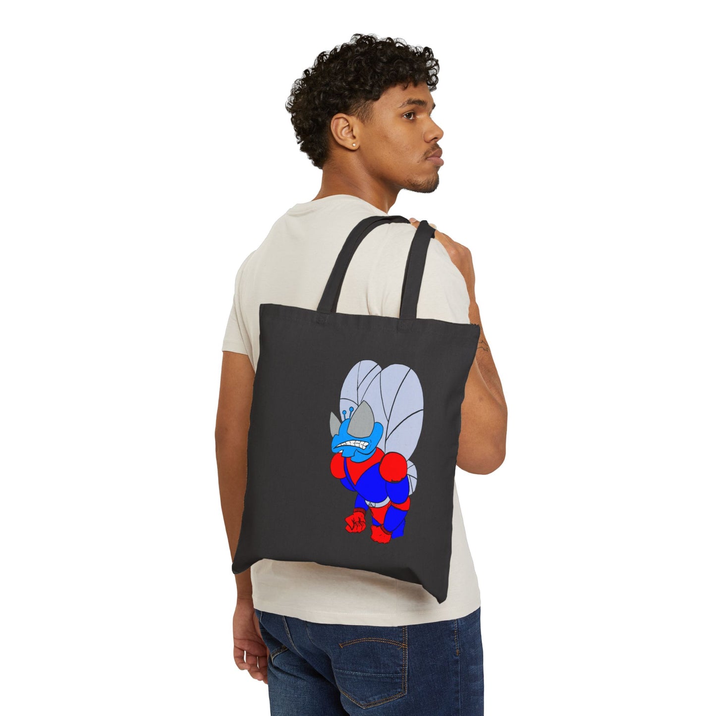 The Astounding Astro-Fly Illustration Tote Bag - Eco Canvas Grocery & Book Bag