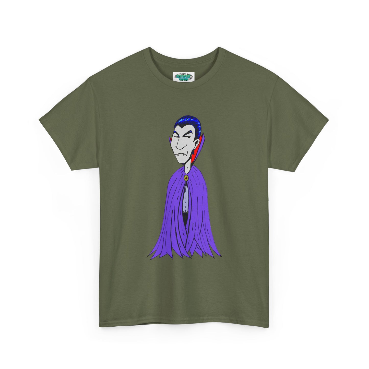 Vampire Cartoon Tee - Cute Purple Cloak Dracula Graphic T-Shirt
