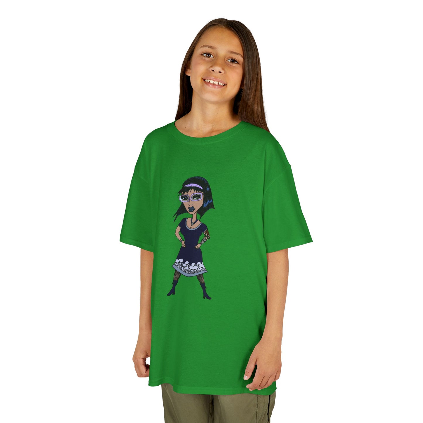 Kids Tee — Vintage Gothic Girl Cartoon Graphic Tee for Children