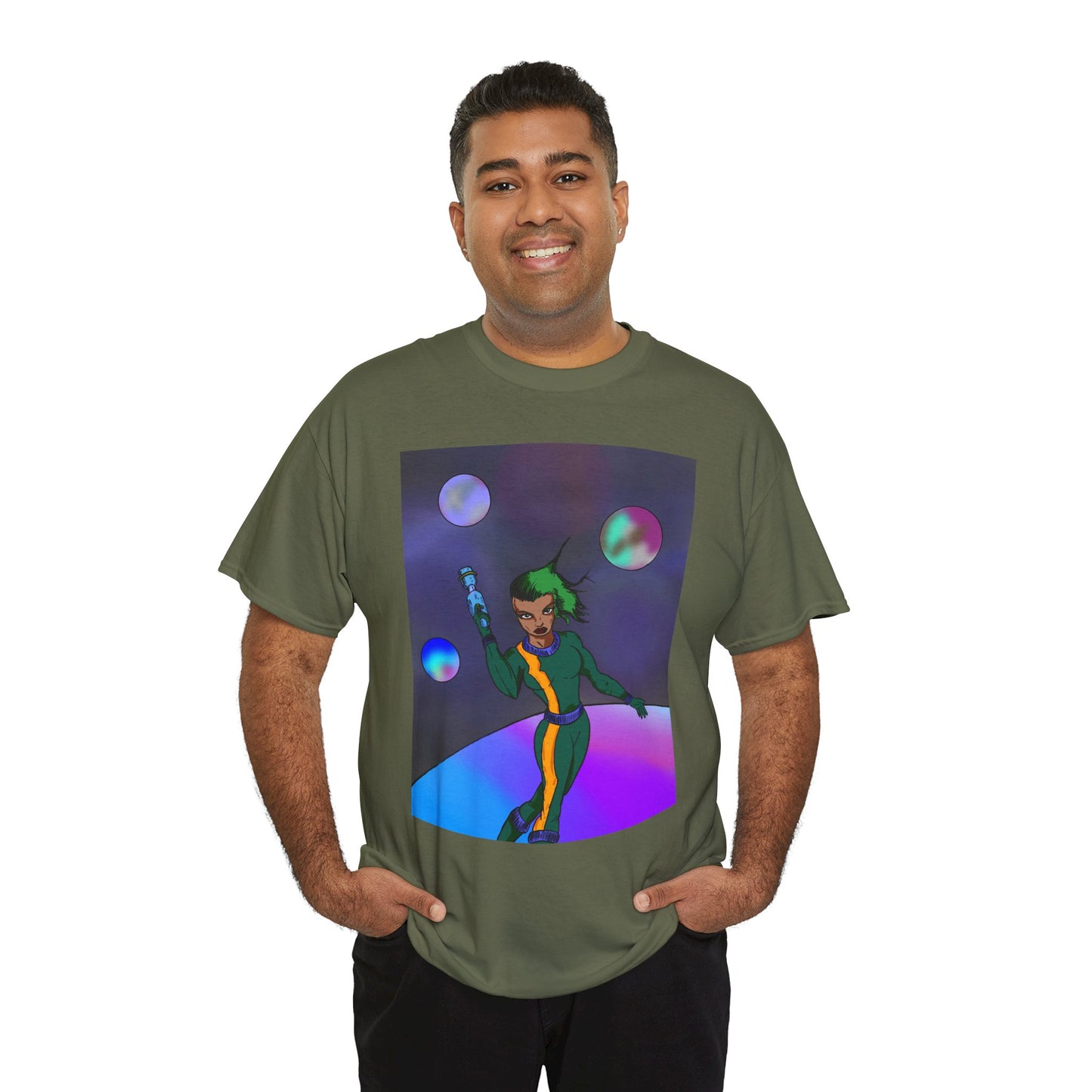 Cosmic Hero Vibe Tee - Unisex Heavy Cotton Tee, Space Art Shirt, Retro Sci-Fi T-Shirt, Gift for Space Lovers, Unique Graphic Tee