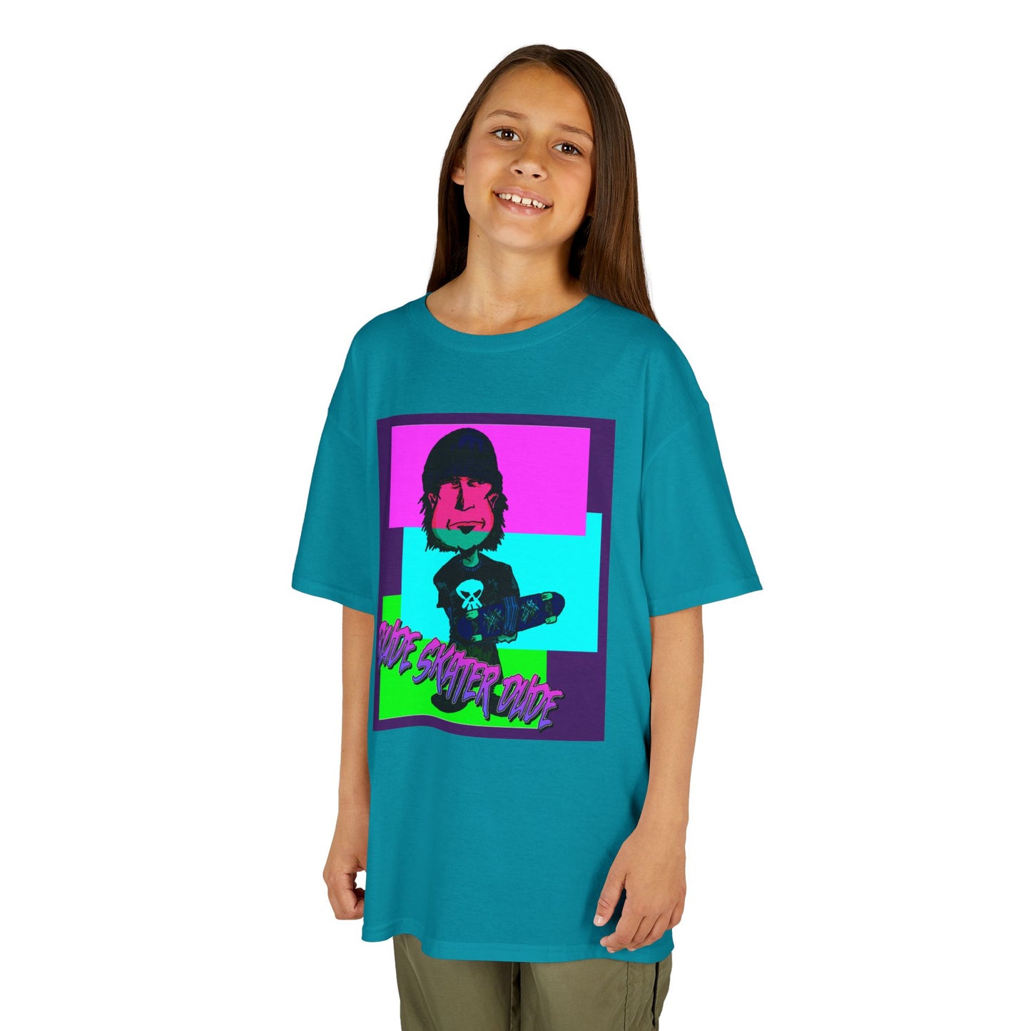 Kids Tee — Retro Neon Rude Skater Dude Kid Graphic T-Shirt