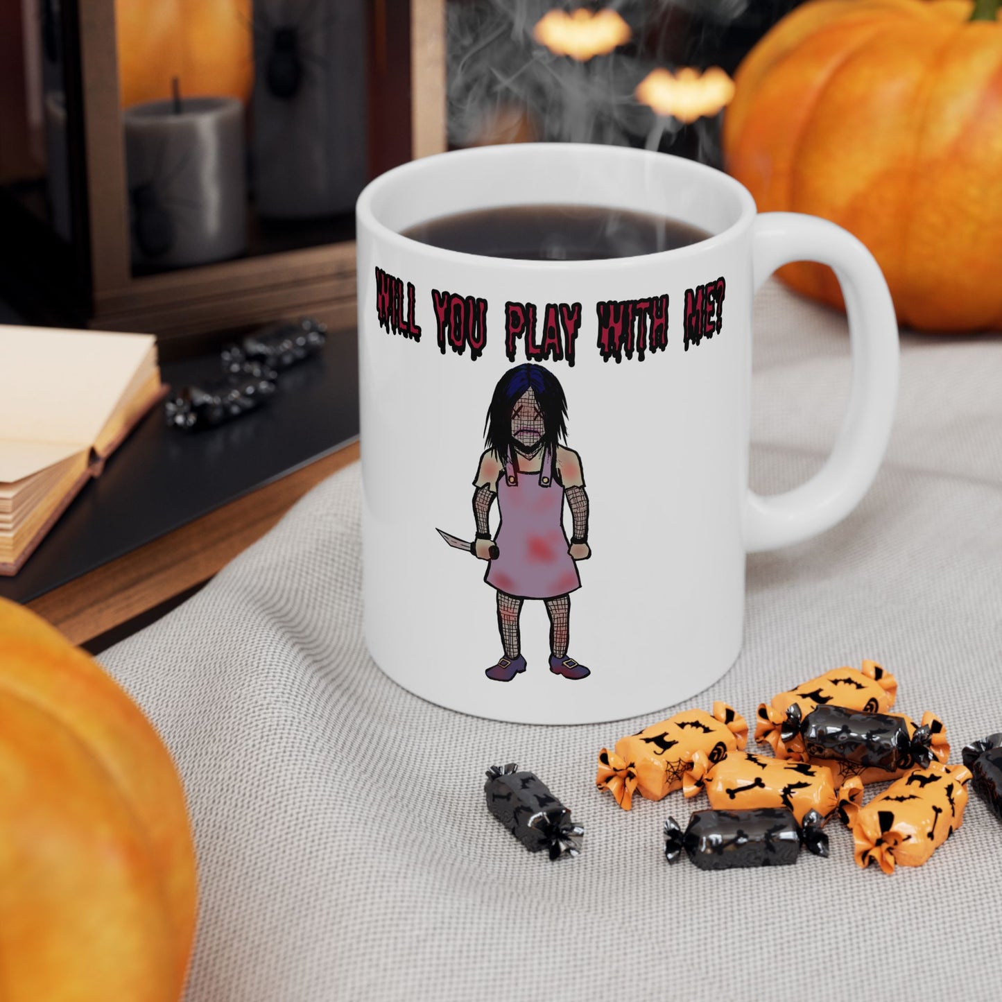 Will You Play With Me? - Evil Doll Ceramic Mug, (11oz)