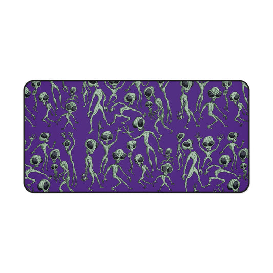 Alien Dance Party Desk Mat - Sci-Fi Intergalactic Purple Background