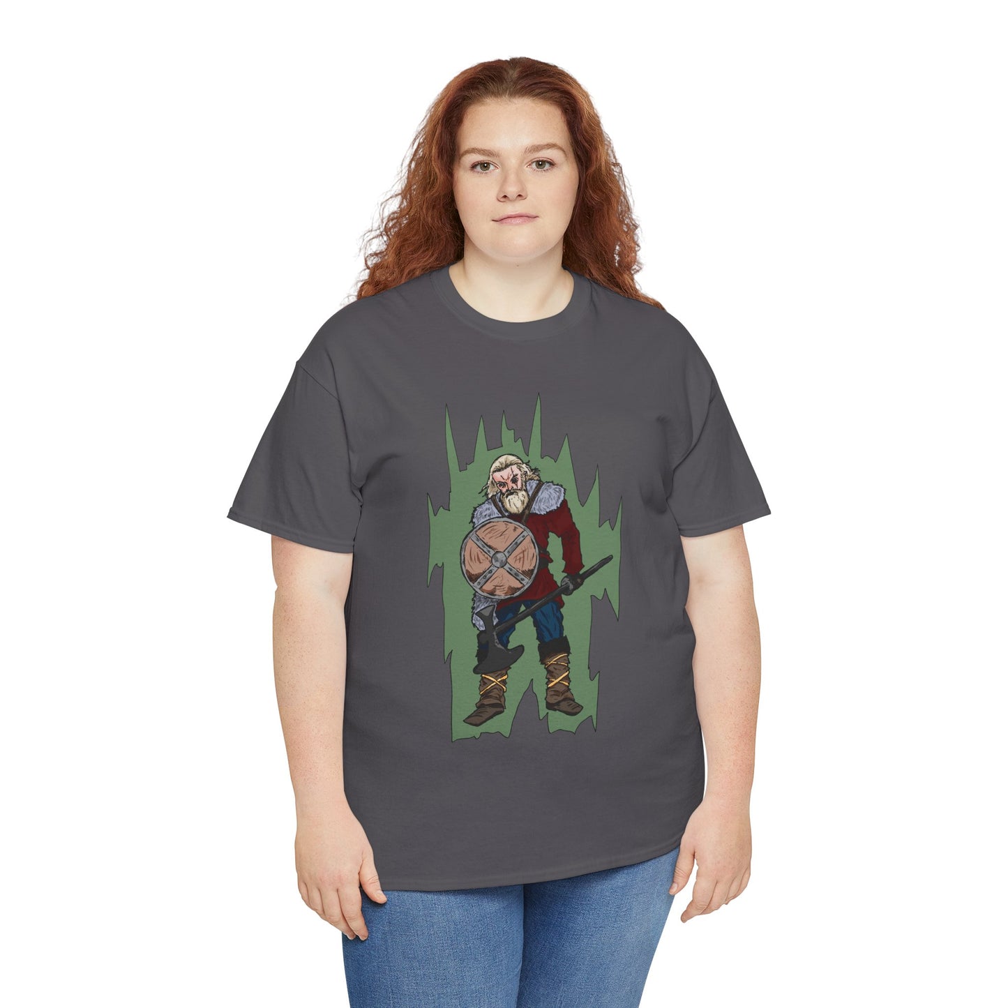 Epic Warrior Graphic Tee, Unisex Heavy Cotton Shirt, Casual Wear, Gamer Gift, Medieval Art Clothing, Battle Theme Fashion