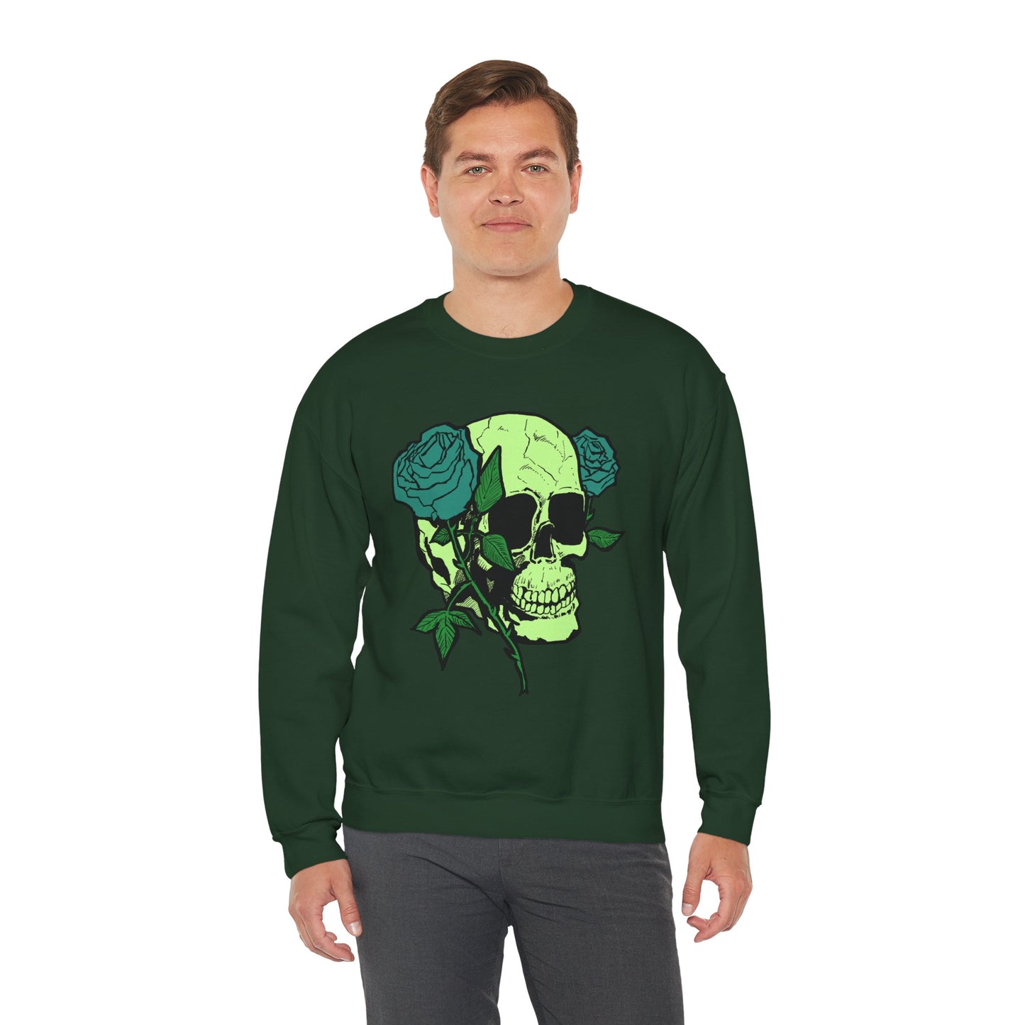 Skull and Roses Crewneck Sweatshirt for Unisex