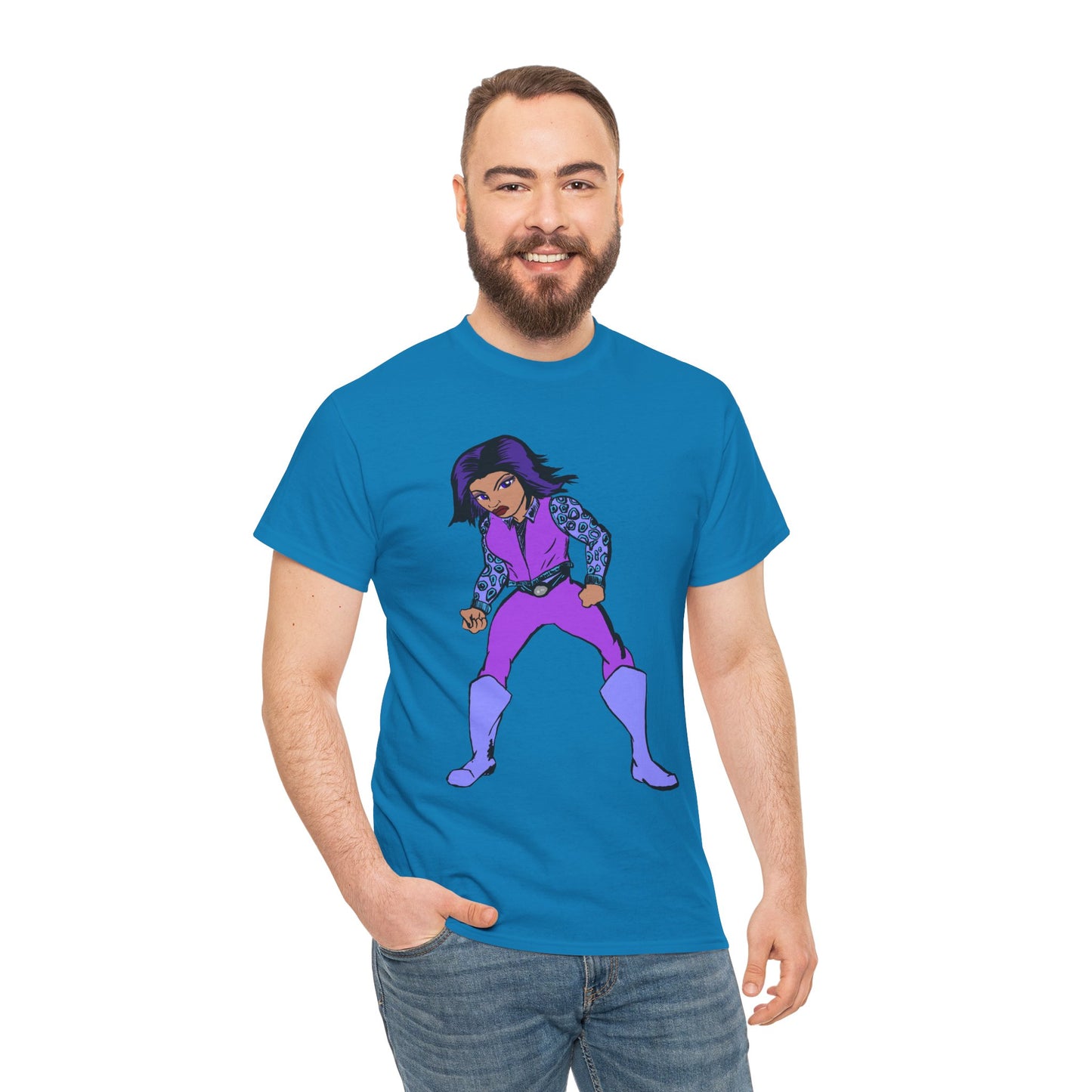 Retro Cartoon Hero Woman Character Unisex Heavy Cotton Tee, Vintage Graphic Tee, Fun T-Shirt, Gift for Fans, Casual Wear, Everyday Tee