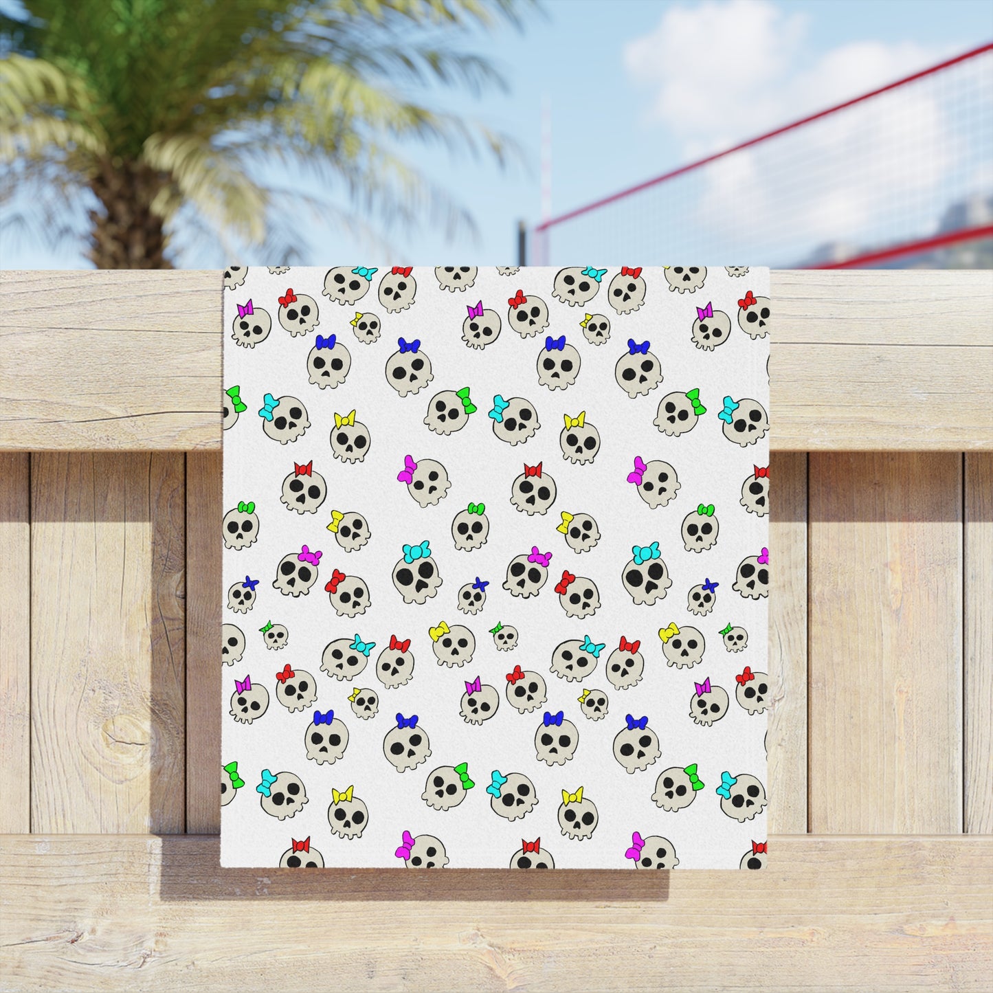 Delightfully Cute Skulls - White - Beach Towels