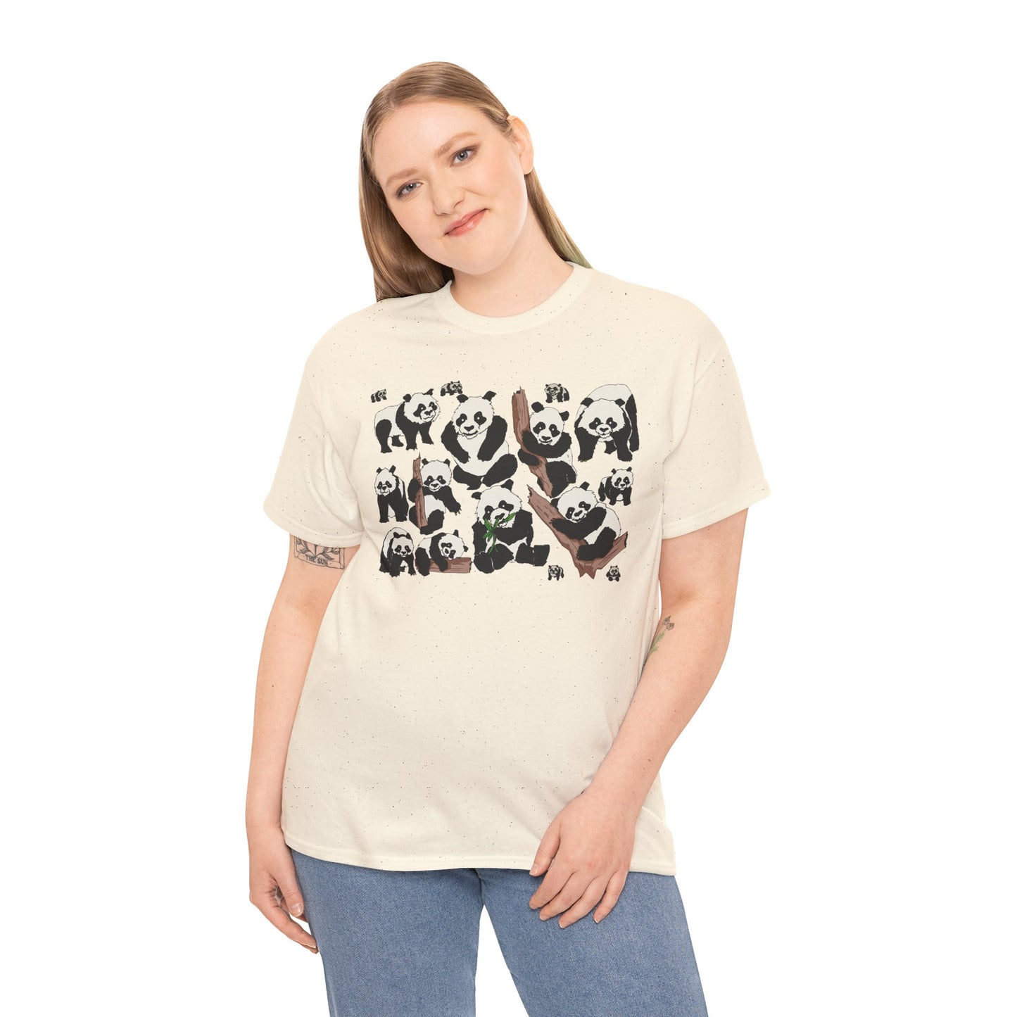 Cute Panda Design Unisex Heavy Cotton Tee | Animal Lover Gift, Casual Wear, Eco-Friendly Apparel, Nature Enthusiast Clothing
